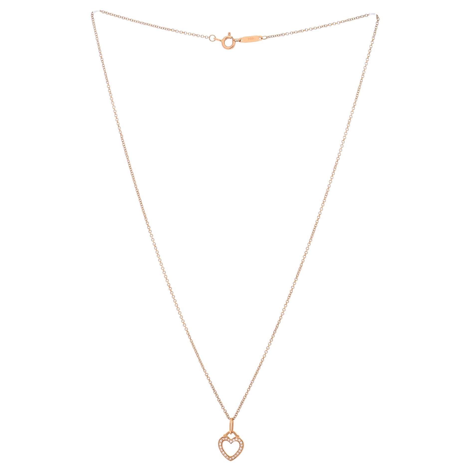 Heart Pendant Necklace 18K Rose Gold and Diamonds
