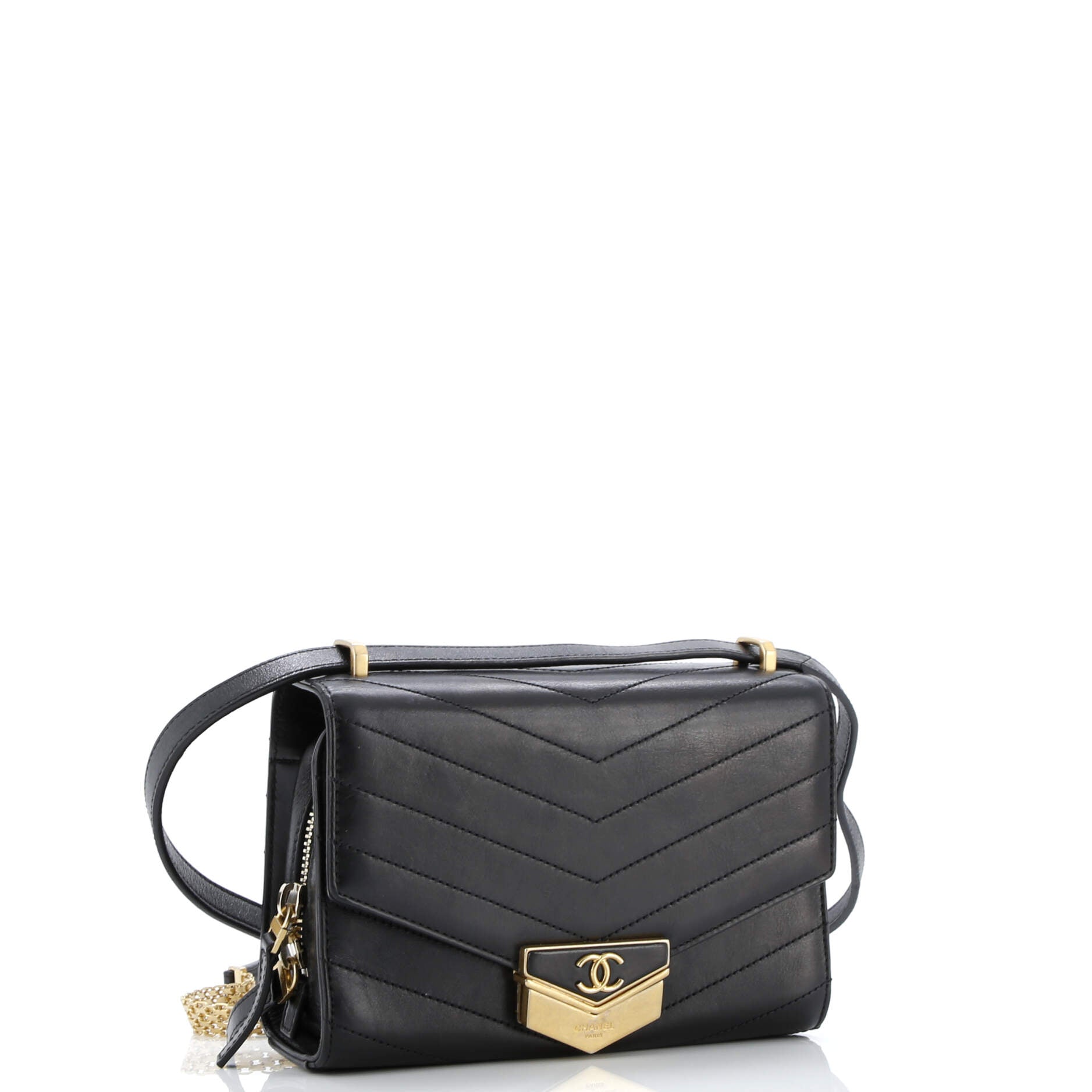 Medal Envelope Flap Bag Chevron Calfskin Small