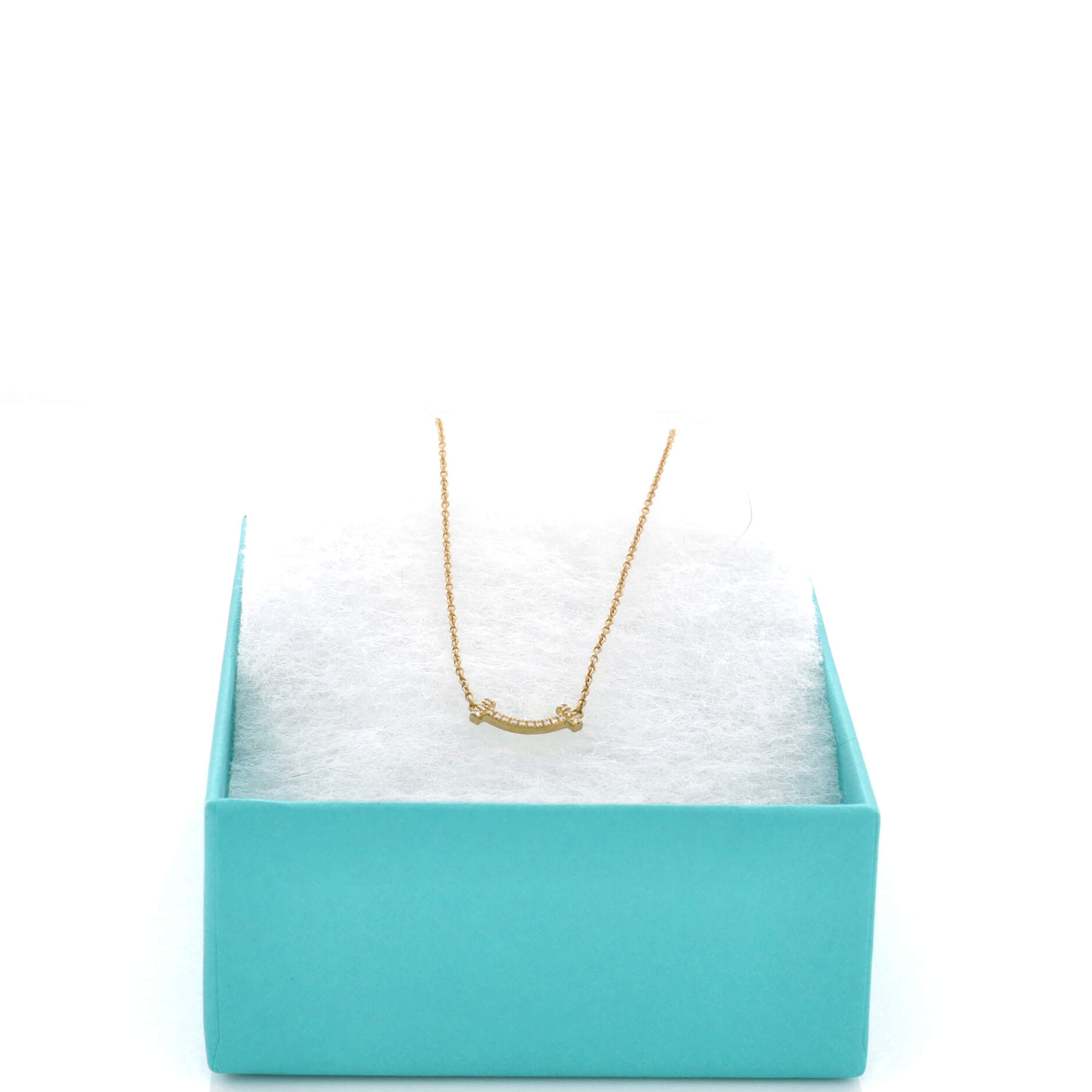 T Smile Pendant Necklace 18K Yellow Gold with Diamonds Mini