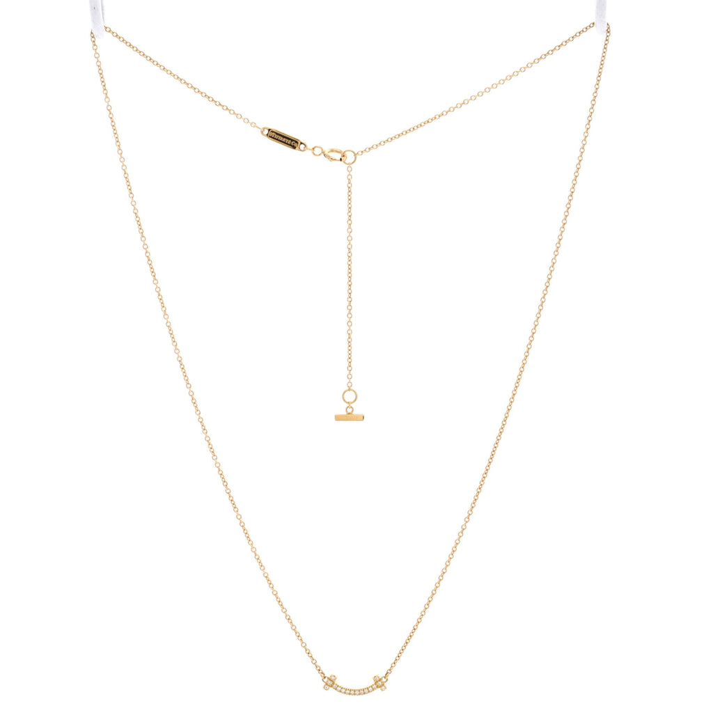 T Smile Pendant Necklace 18K Yellow Gold with Diamonds Mini