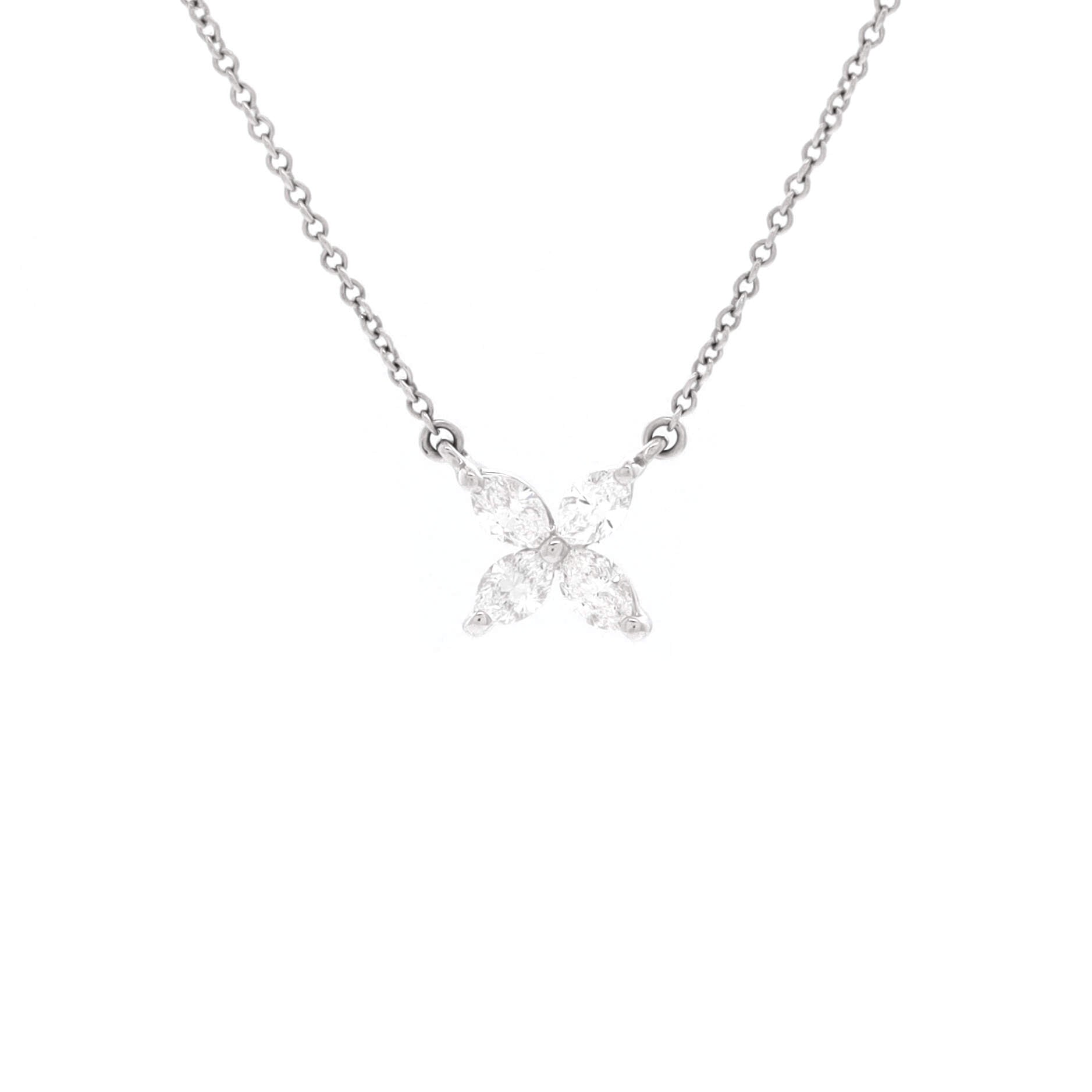Victoria Pendant Necklace Platinum with Diamonds Medium