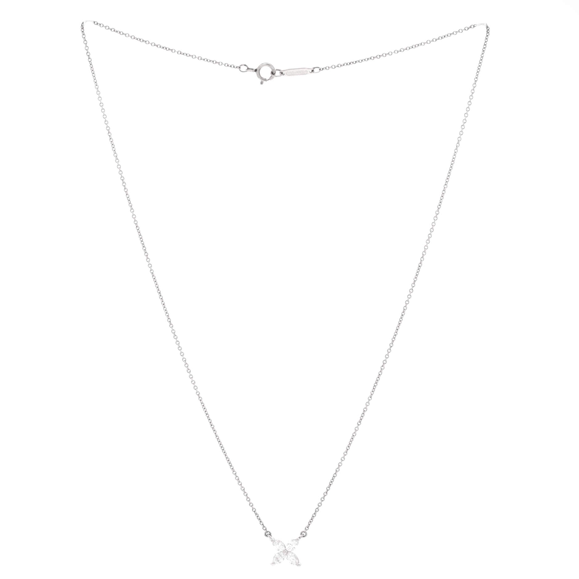 Victoria Pendant Necklace Platinum with Diamonds Medium
