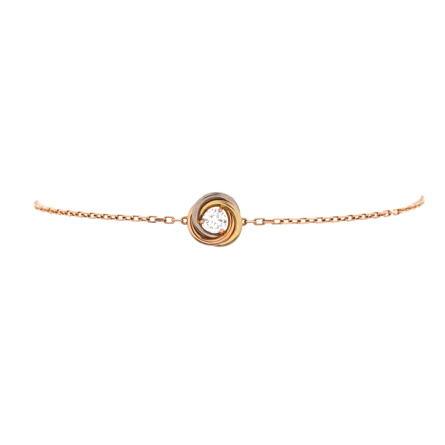 Trinity Diamond Chain Bracelet 18K Tricolor Gold and Diamond