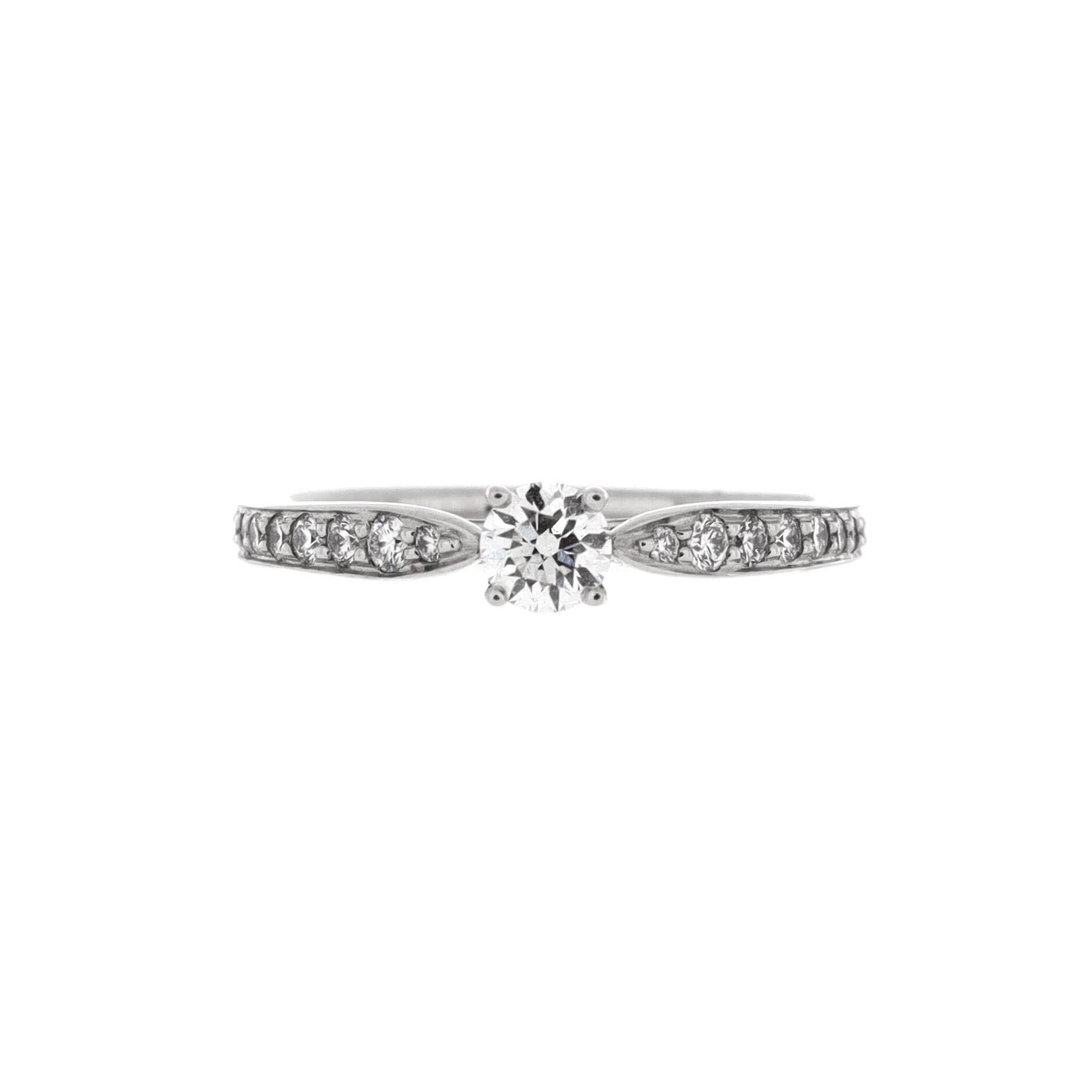 Harmony Solitaire Ring Platinum and Pave Diamonds with RBC Diamond G/VS1 0.23CT