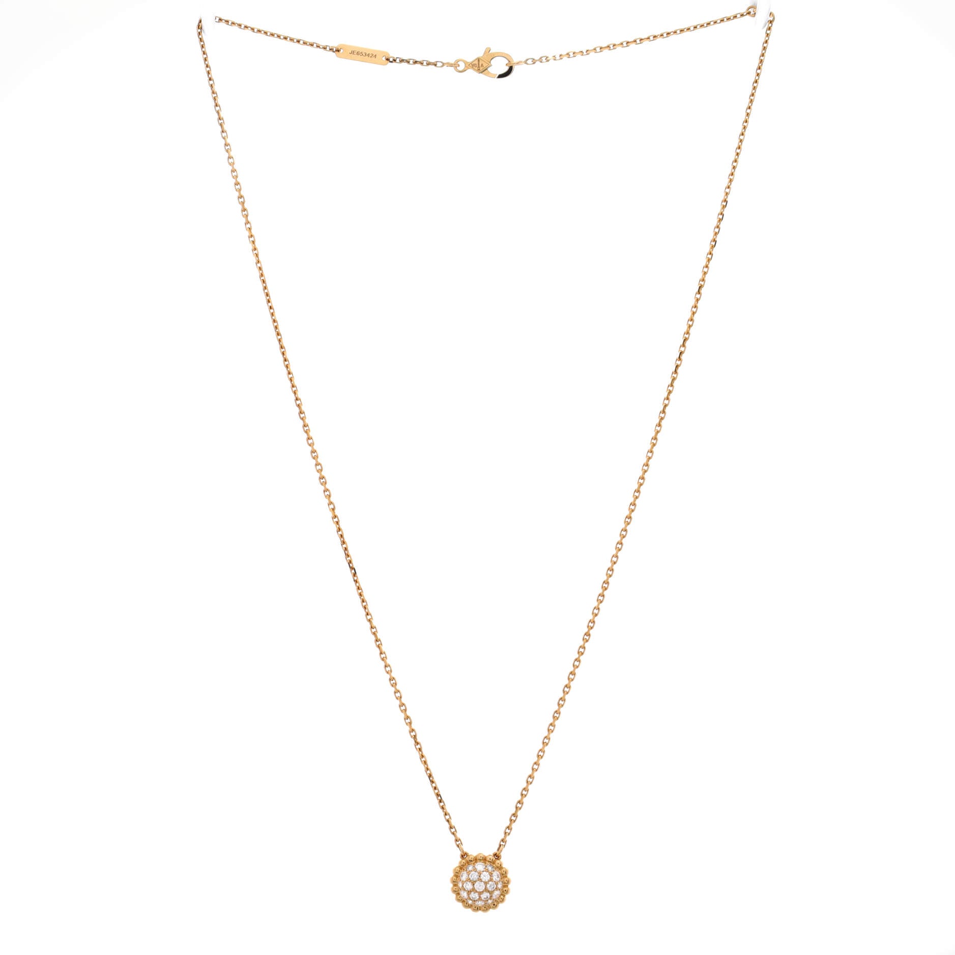 Perlee Round Pendant Necklace 18K Yellow Gold and Diamonds