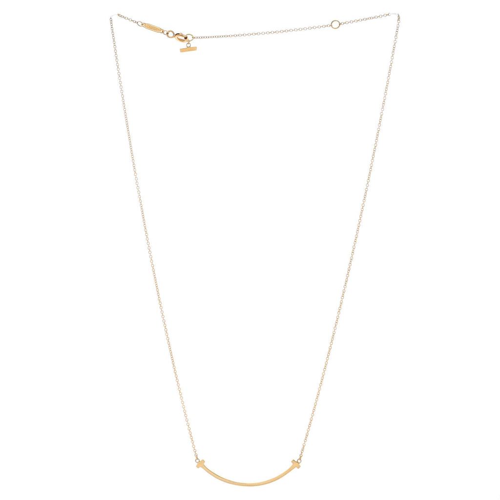 T Smile Pendant Necklace 18K Yellow Gold Small