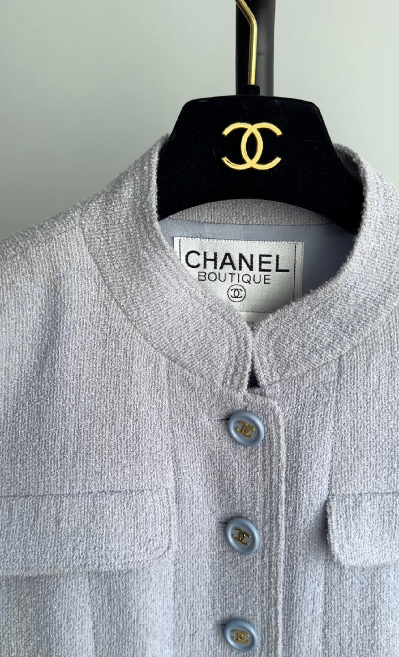 Chanel Vintage 1997 Spring Ice Blue Wool Skirt Suit - 38
