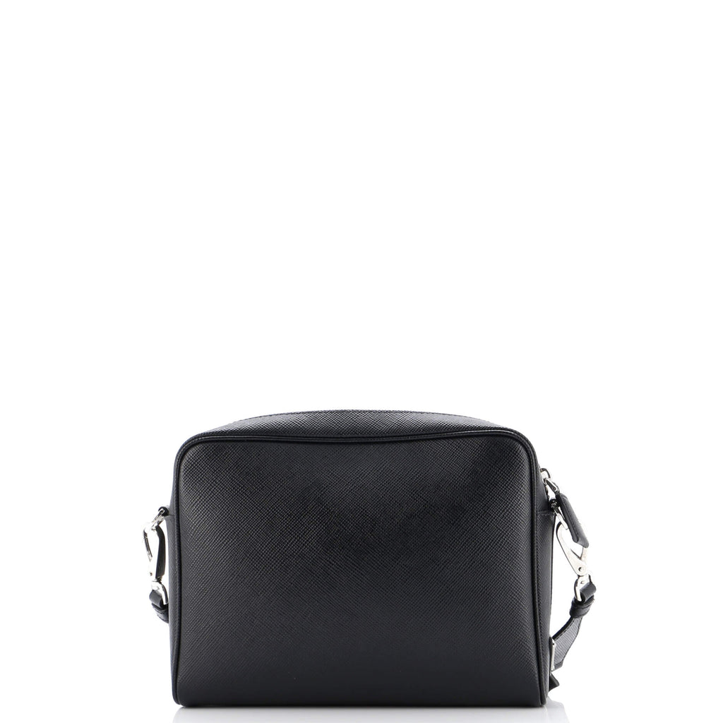 Triangle Logo Messenger Bag Embossed Saffiano Leather Small