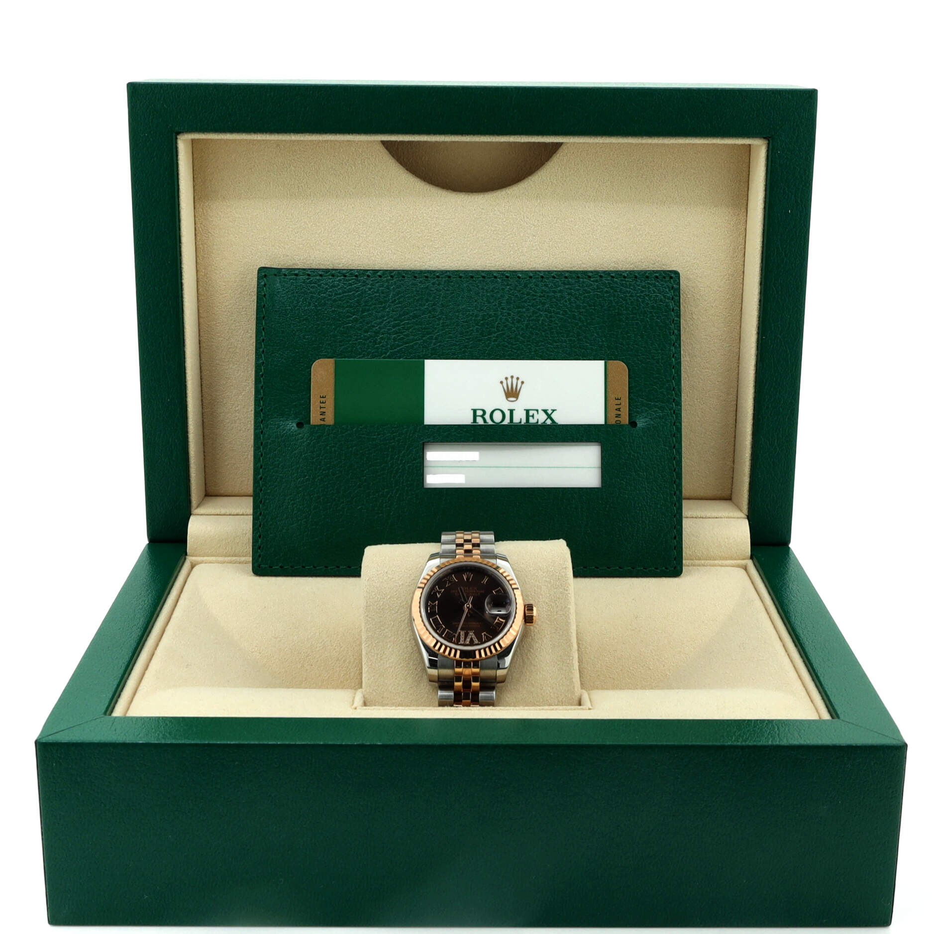 Oyster Perpetual Datejust Chocolate Brown Automatic Watch Stainless Steel and Rose Gold with Diamond VI Numeral 26