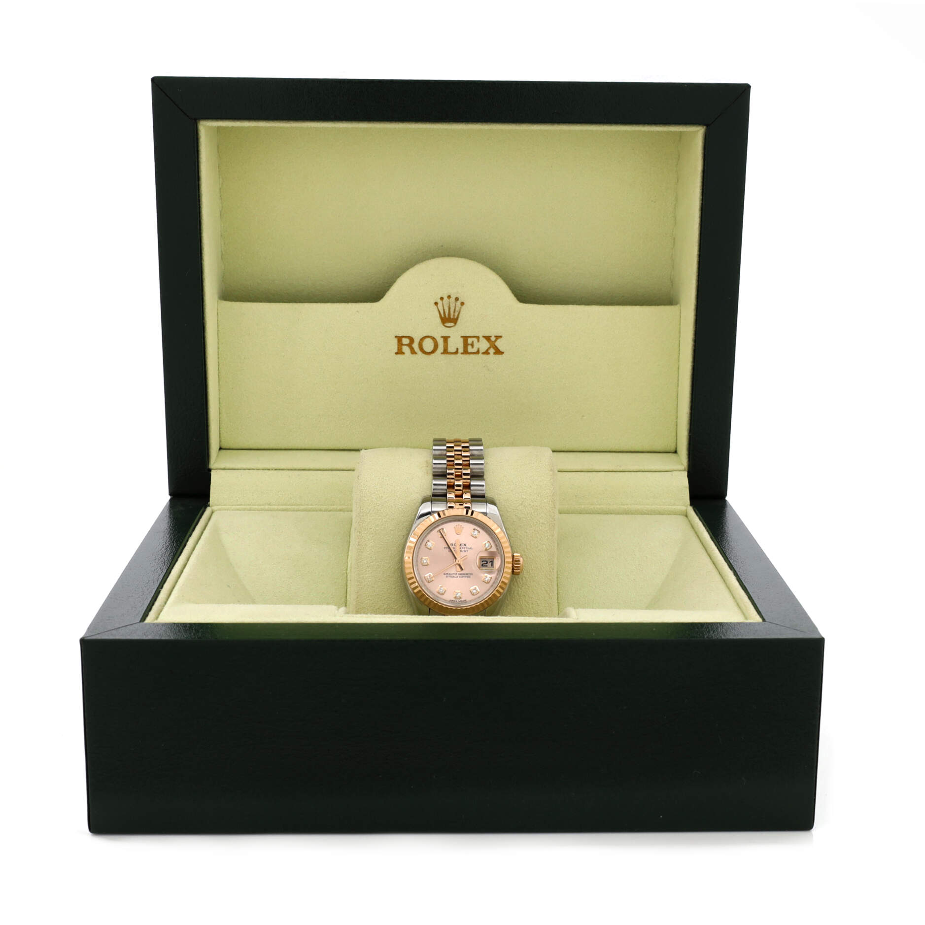 Oyster Perpetual Datejust Automatic Watch Stainless Steel and Rose Gold with Diamond Markers 26