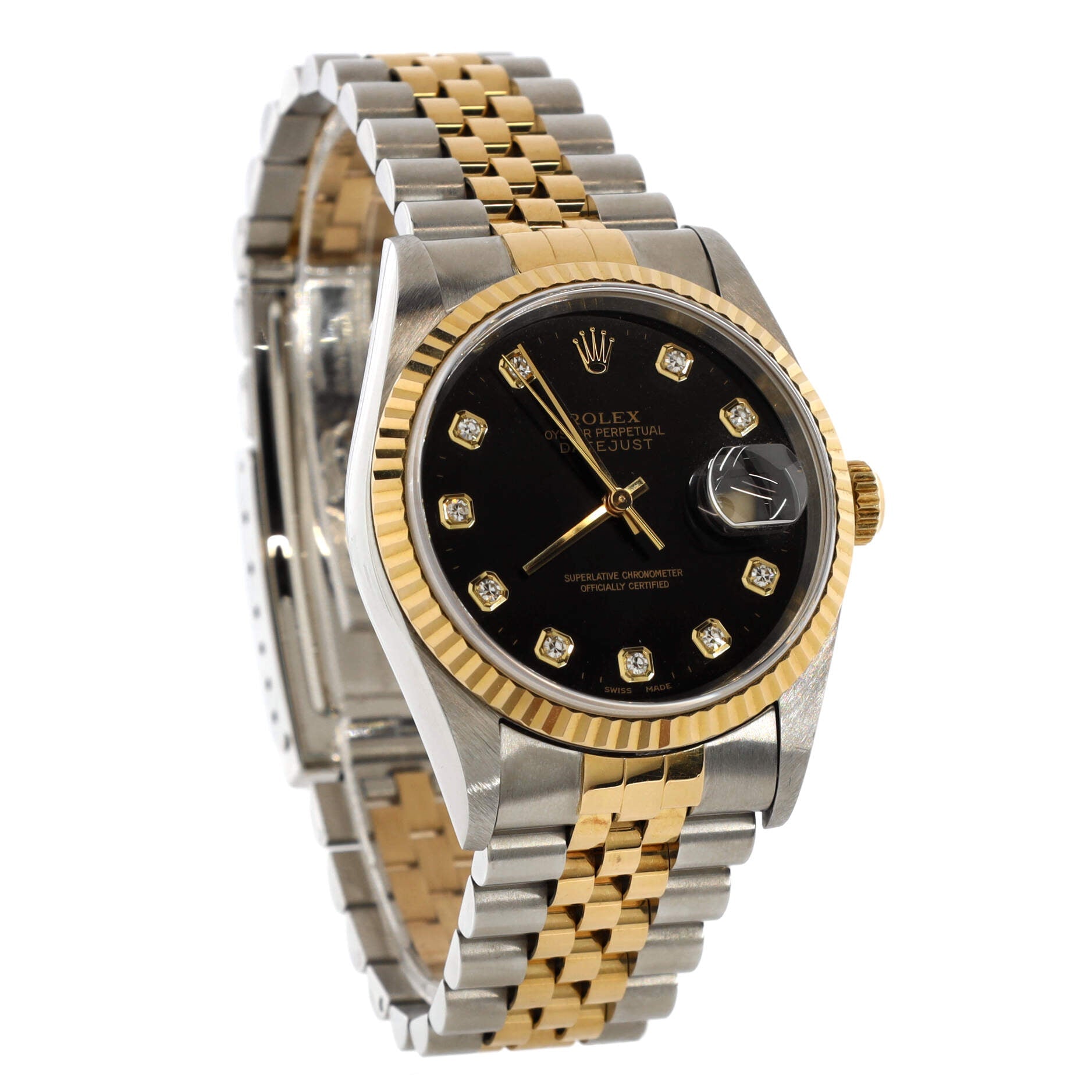 Oyster Perpetual Datejust Automatic Watch Stainless Steel and Yellow Gold with Diamond Markers 36