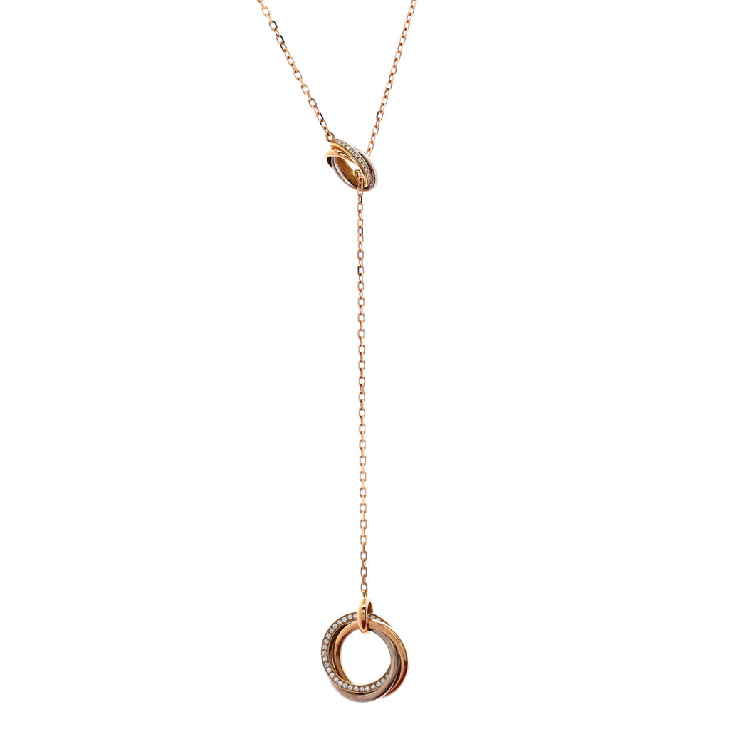 Trinity Lariat Necklace 18K Tricolor Gold with Diamonds