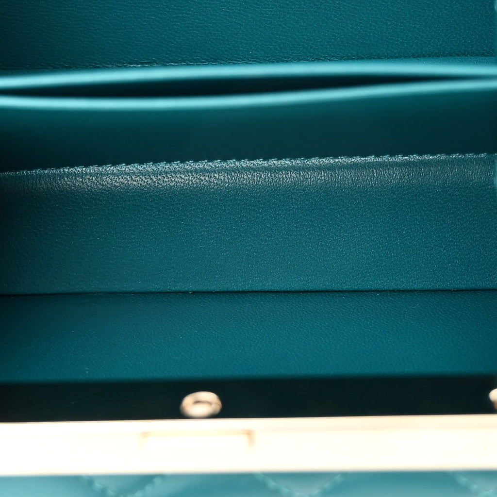 Lambskin Quilted Pearl CC Vanity Case Blue