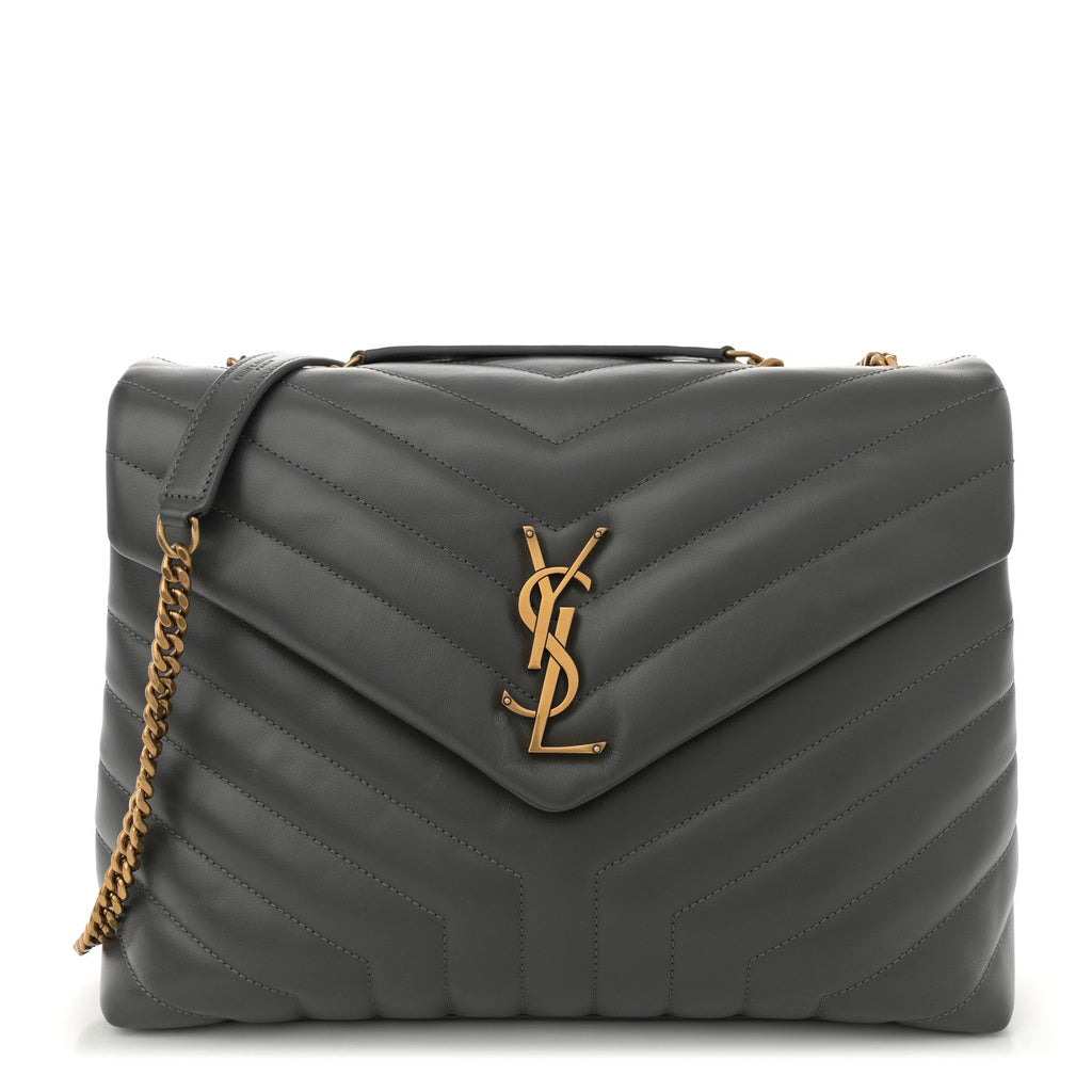 Calfskin Y Quilted Monogram Medium Loulou Chain Satchel Storm