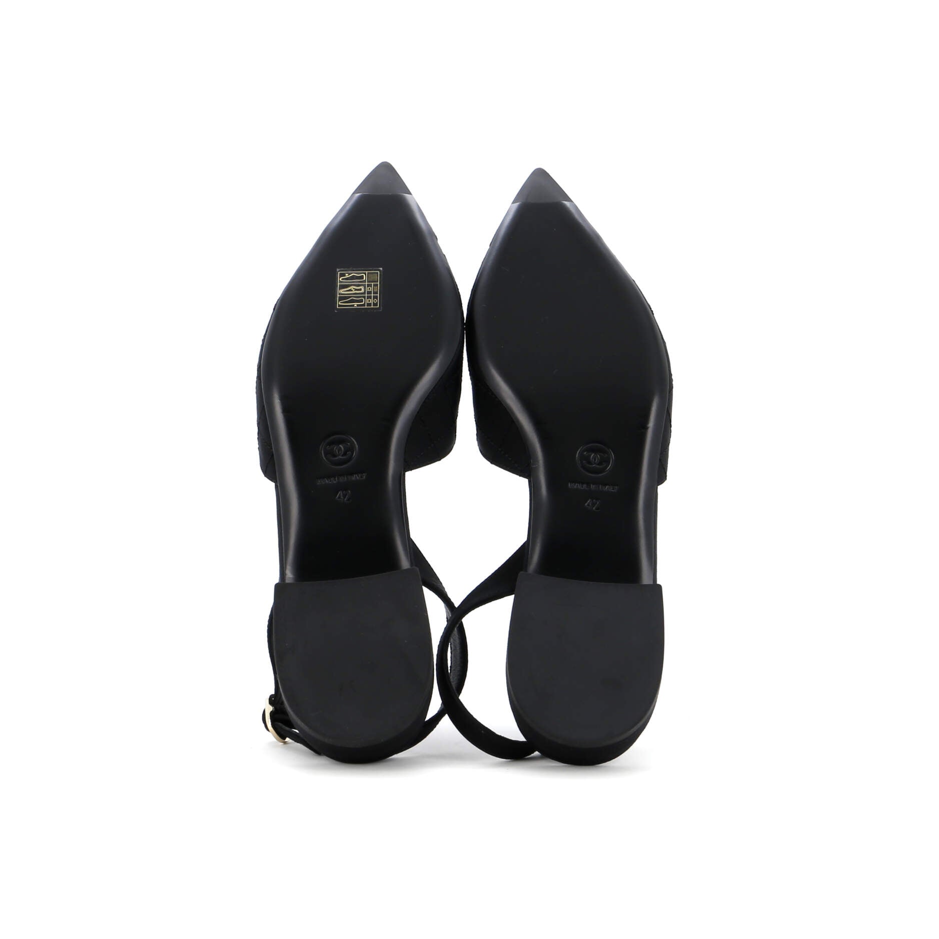 Women's CC Camellia Pointed Toe Slingback Flats Satin with Grosgrain