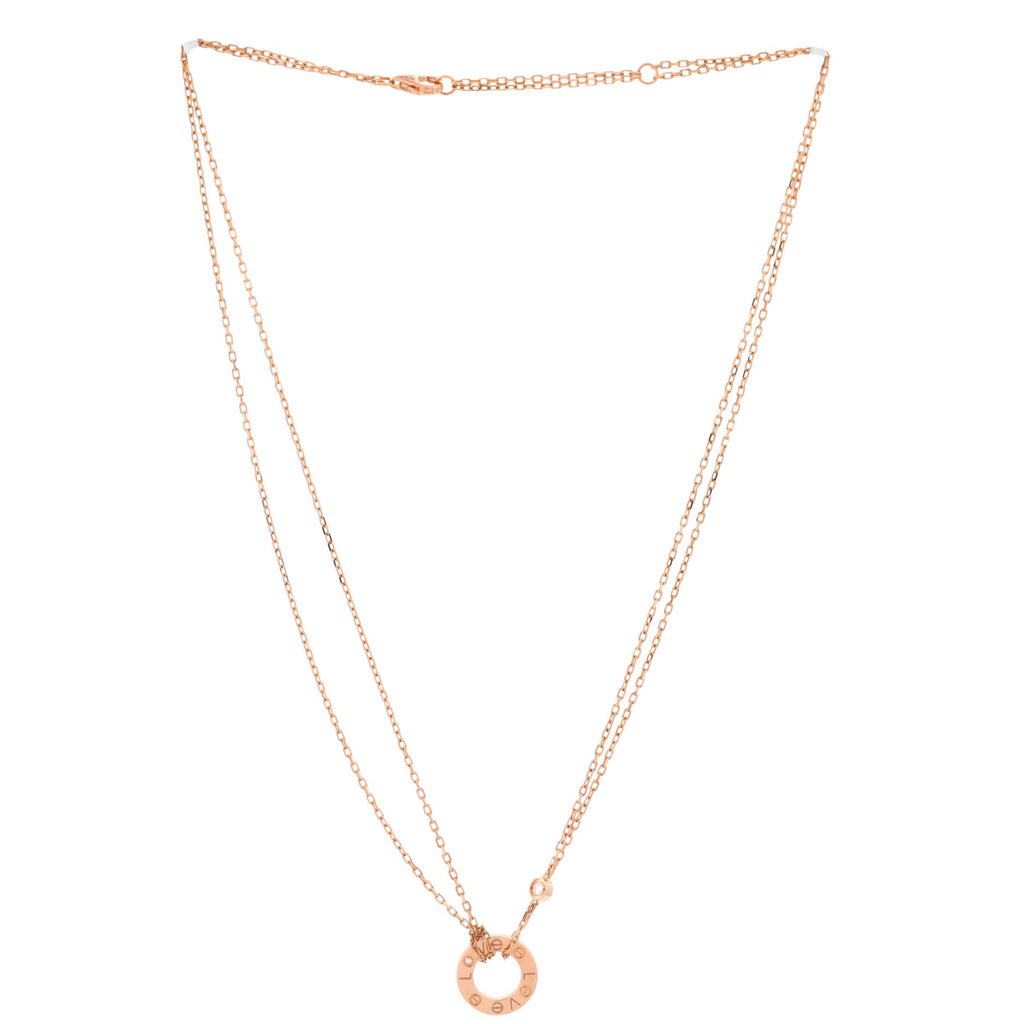2 Diamonds Love Pendant Necklace 18K Rose Gold and Diamonds