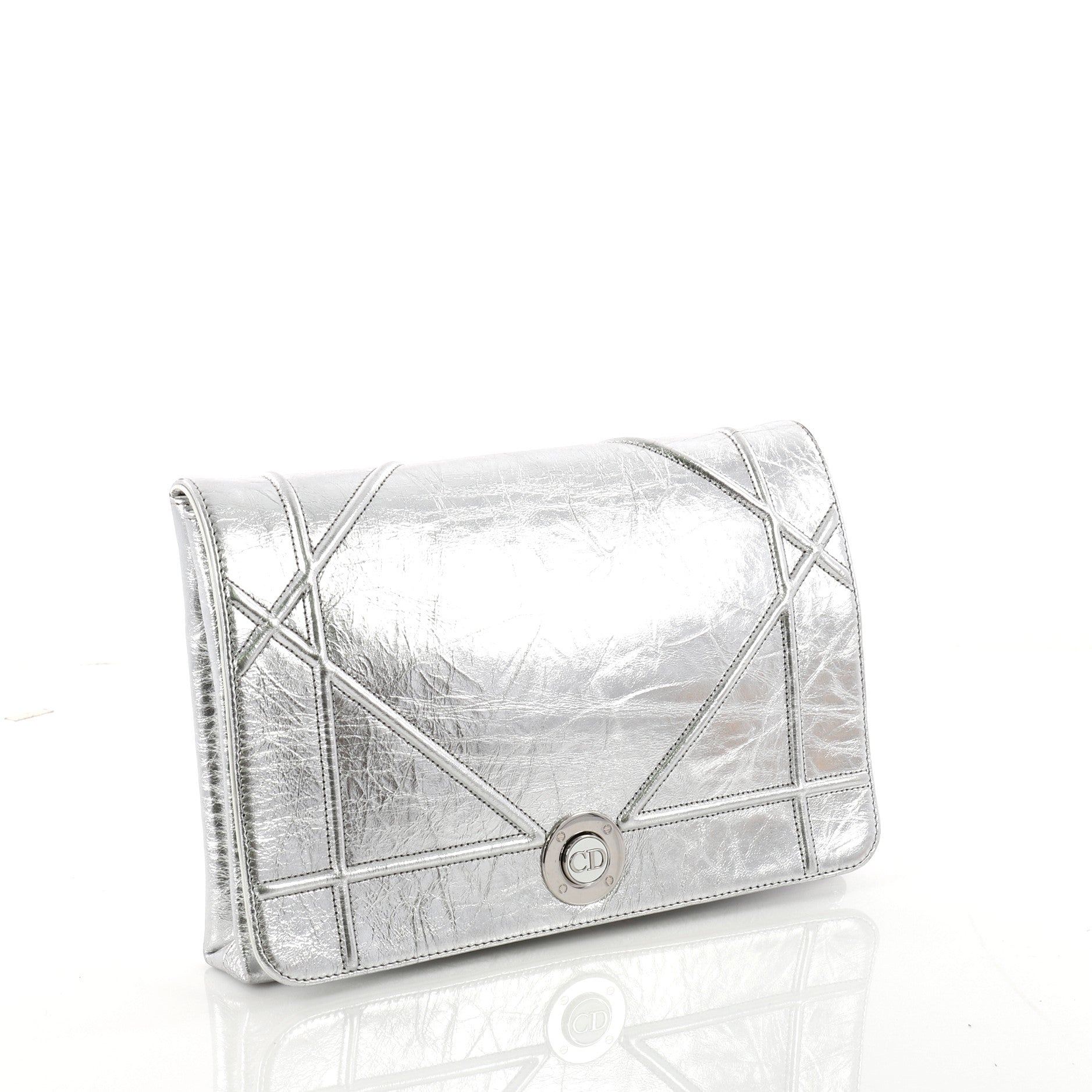 Diorama Clasp Flap Clutch Crinkled Lambskin