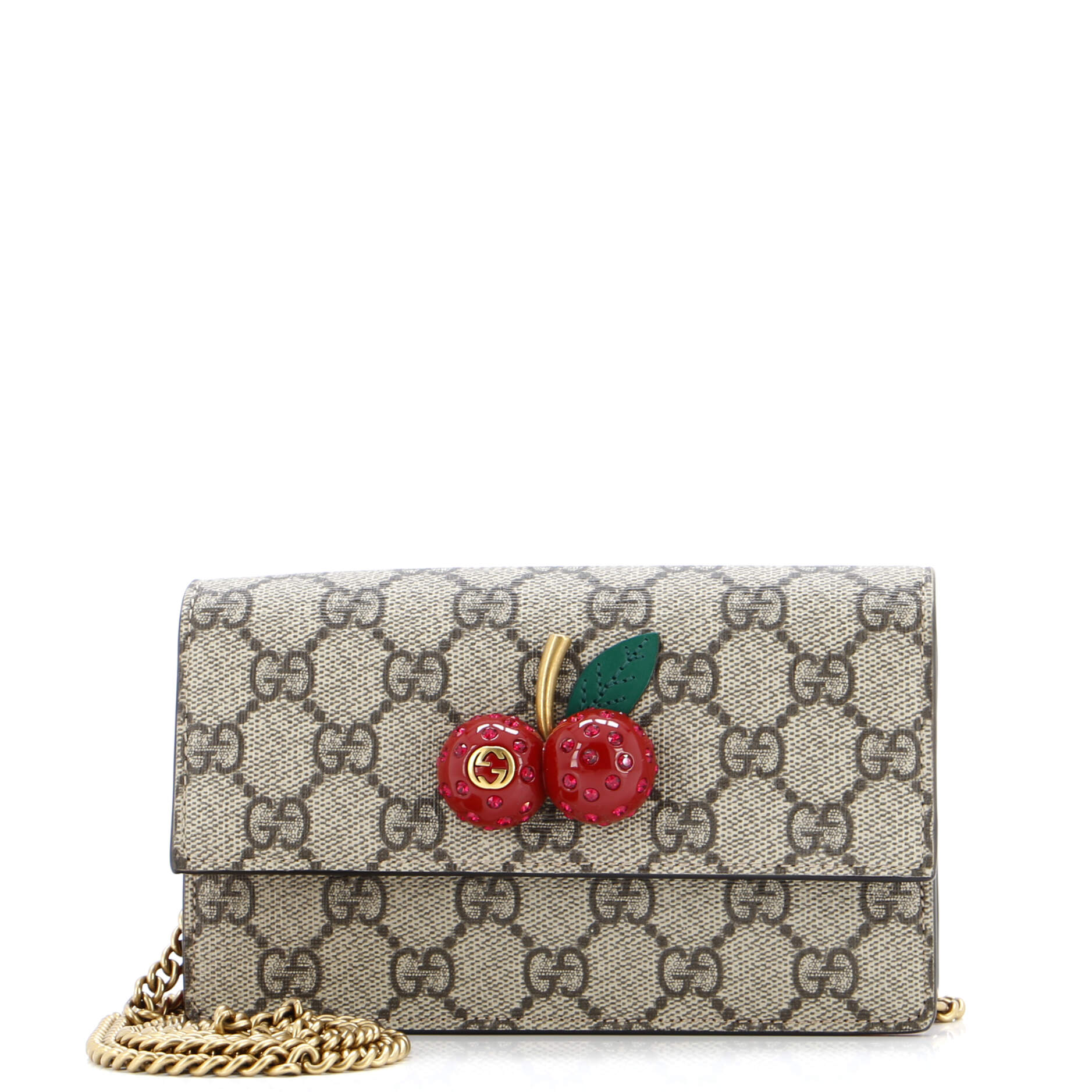 Cherries Wallet on Chain GG Coated Canvas Mini