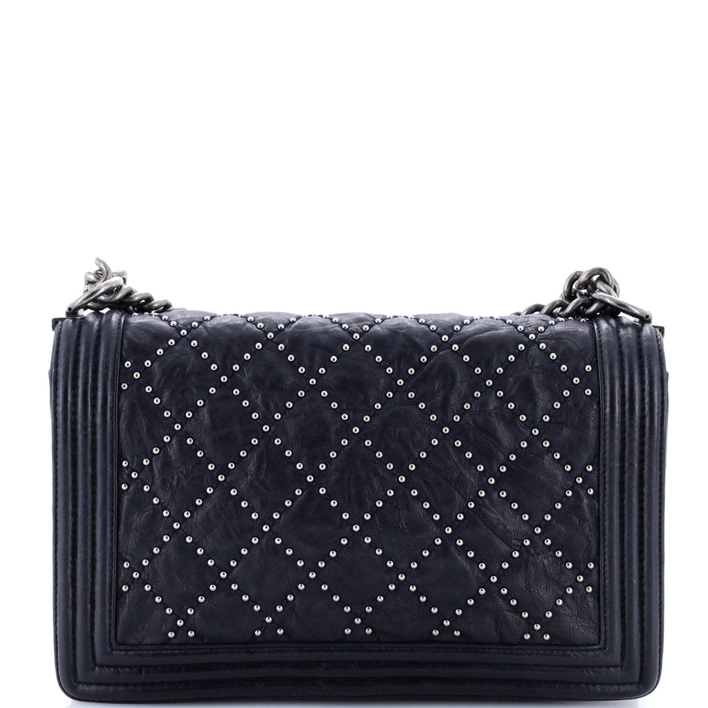 Boy Flap Bag Studded Quilted Distressed Calfskin Old Medium