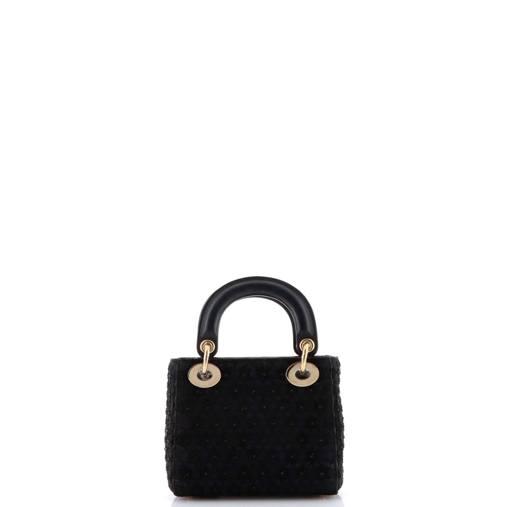 Lady Dior Chain Bag Embellished Satin Mini