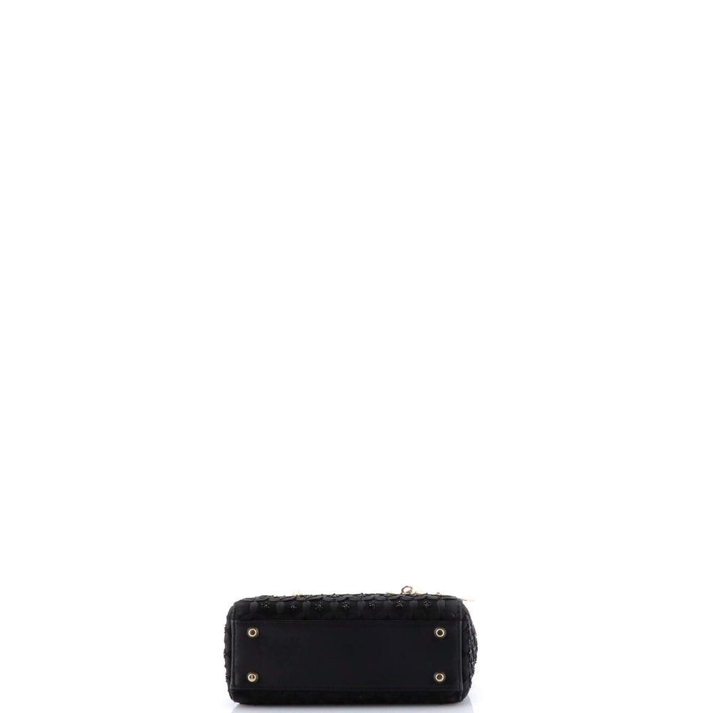 Lady Dior Chain Bag Embellished Satin Mini