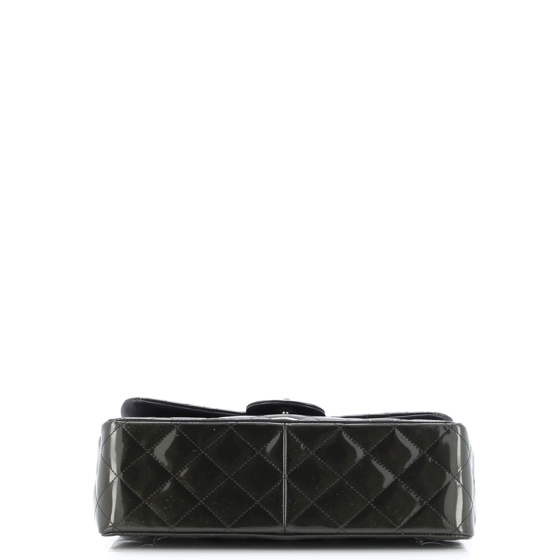 Classic Double Flap Bag Quilted Striated Metallic Patent Jumbo