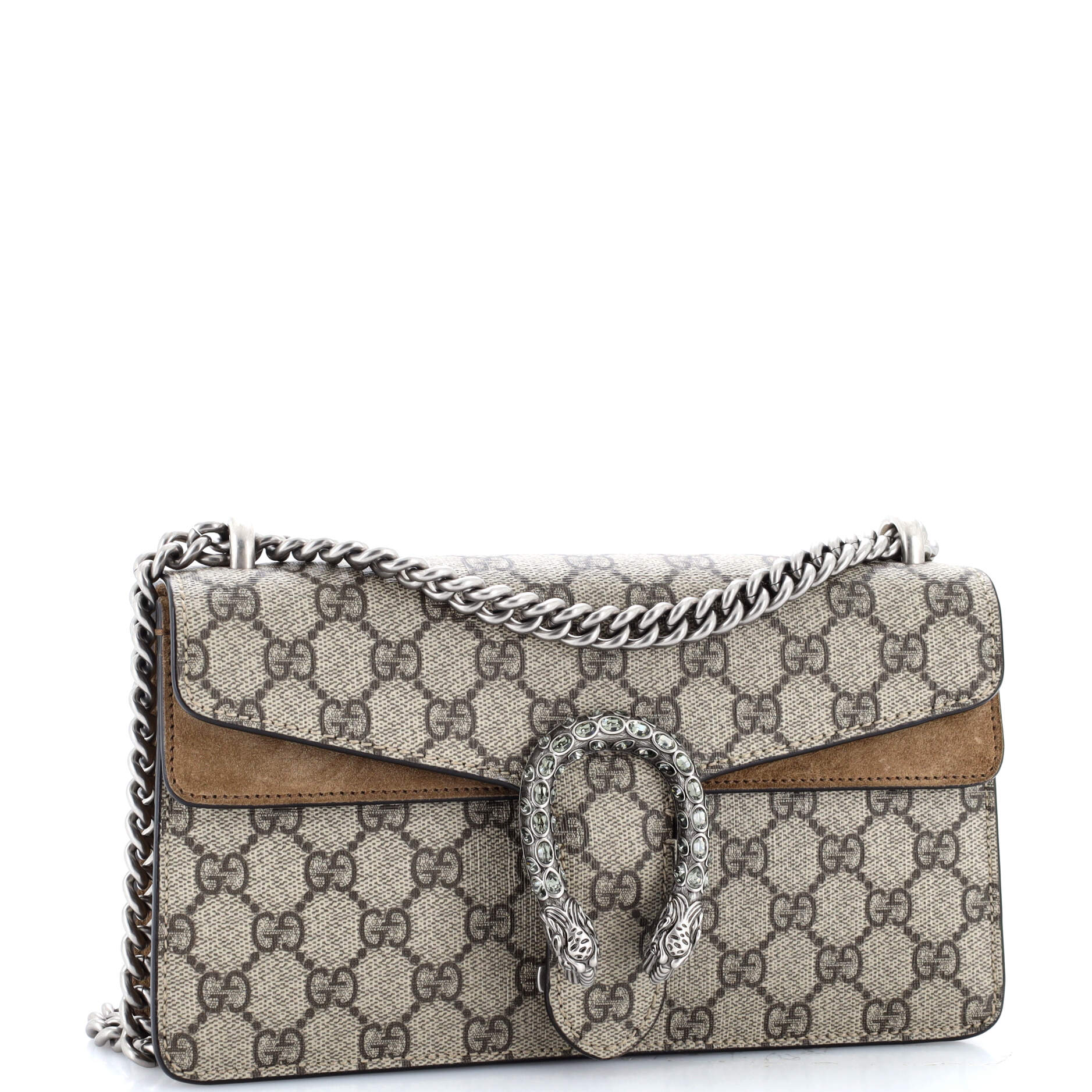 Dionysus Bag GG Coated Canvas with Crystal Embellished Metal Small