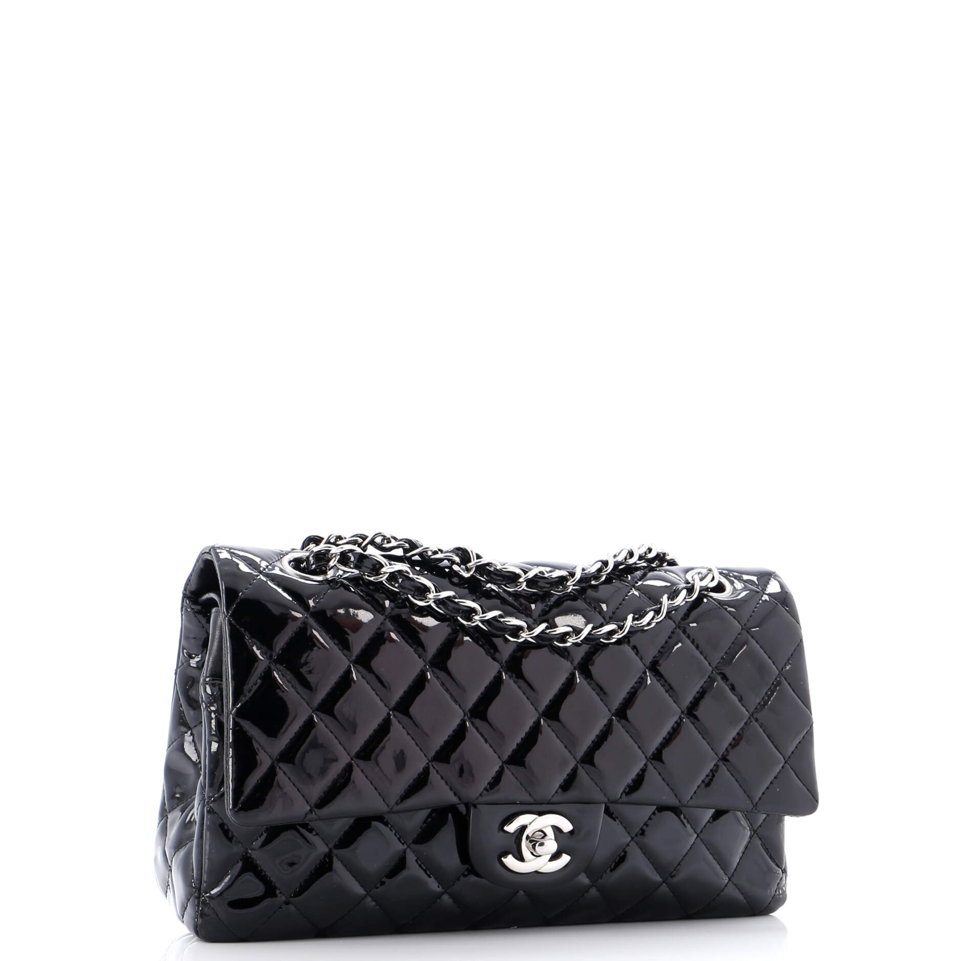 Vintage Classic Double Flap Bag Quilted Patent Medium