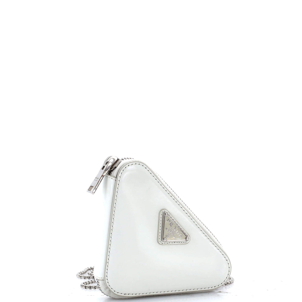 Triangle Pouch Bag with Chain Brushed Leather Mini