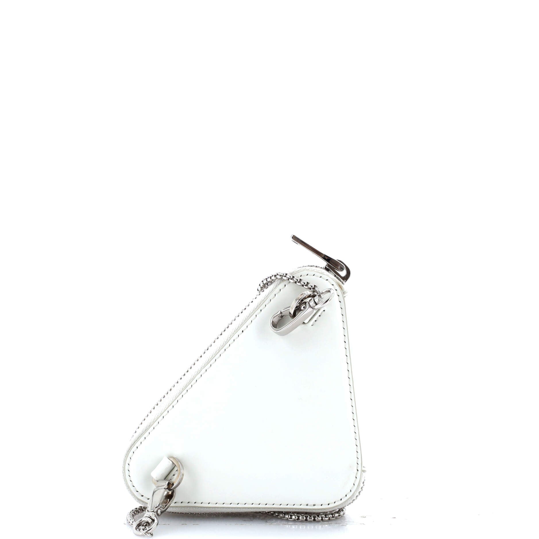 Triangle Pouch Bag with Chain Brushed Leather Mini