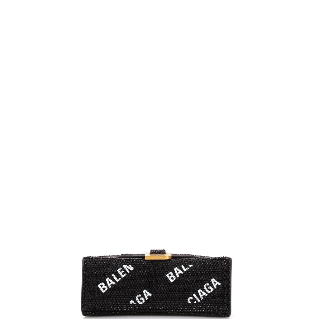 Hourglass Top Handle Bag Suede and Allover Logo Crystals XS
