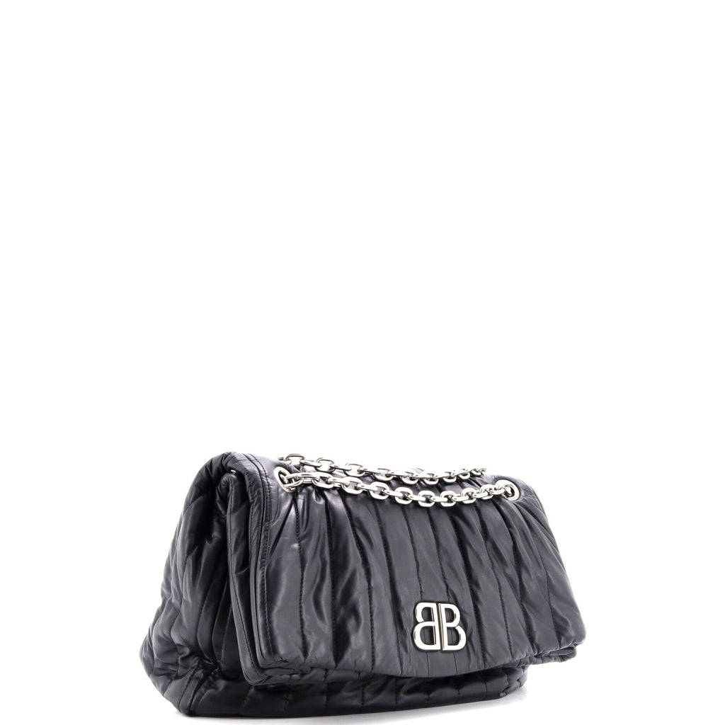 Monaco Chain Flap Shoulder Bag Quilted Leather Medium