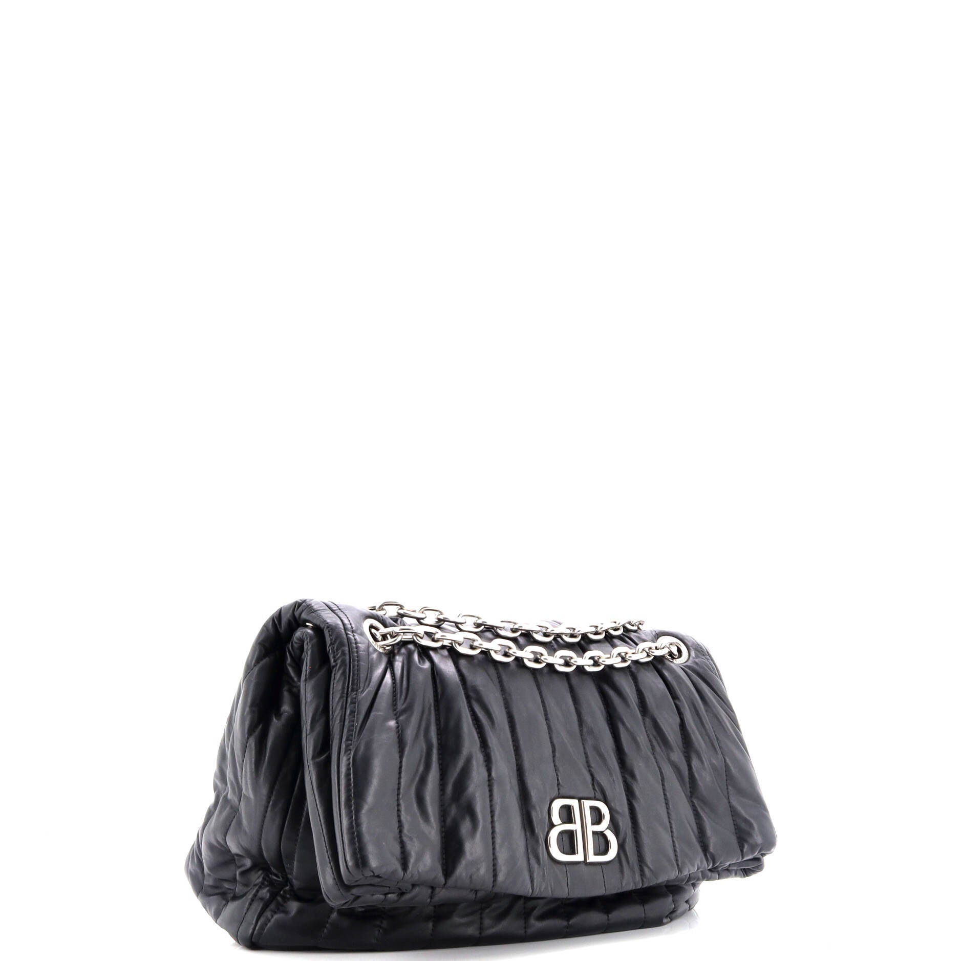Monaco Chain Flap Shoulder Bag Quilted Leather Medium