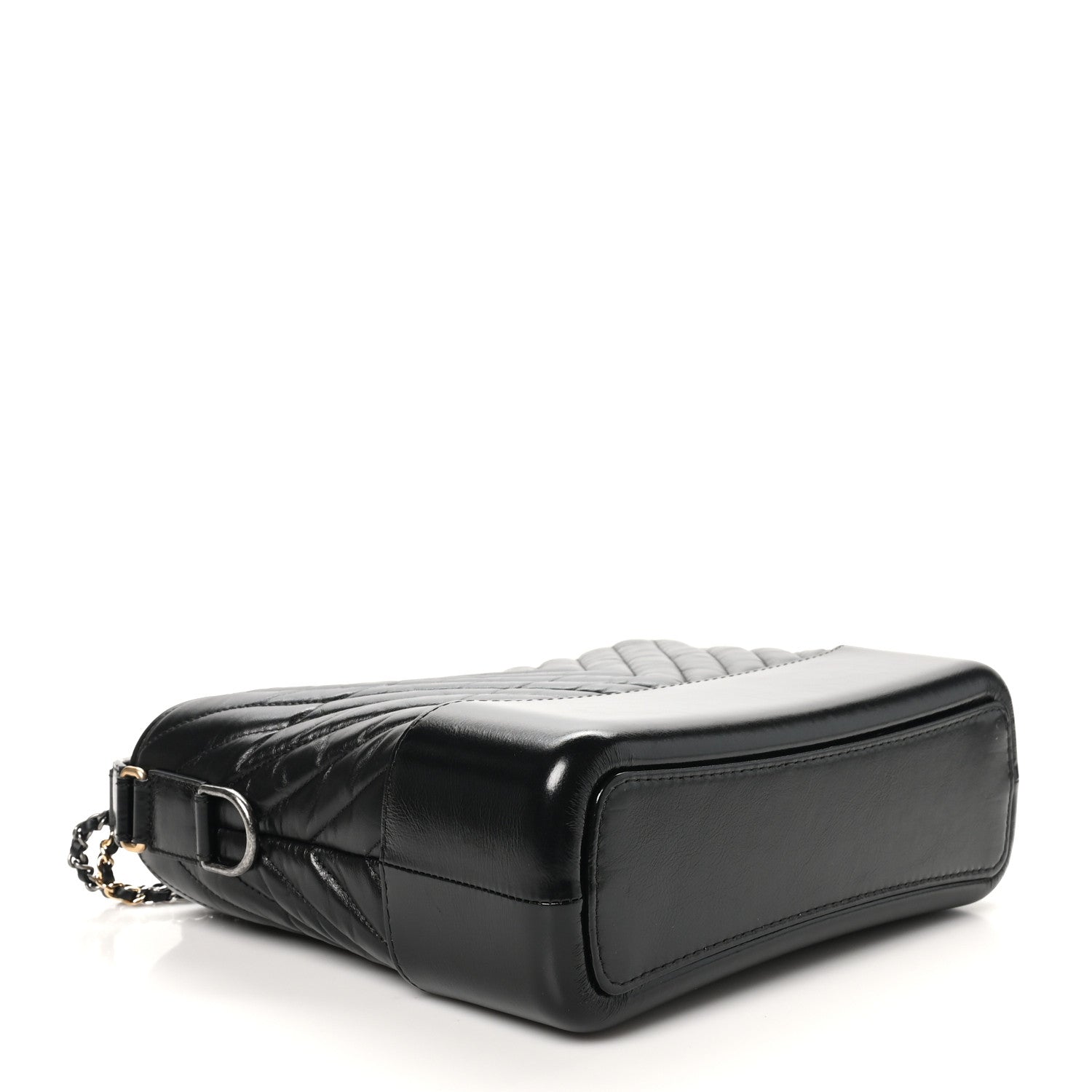 Aged Calfskin Chevron Quilted Medium Gabrielle Hobo Black