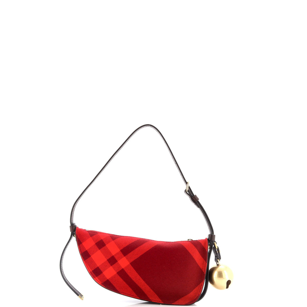 Shield Sling Shoulder Bag Check Canvas and Leather Mini