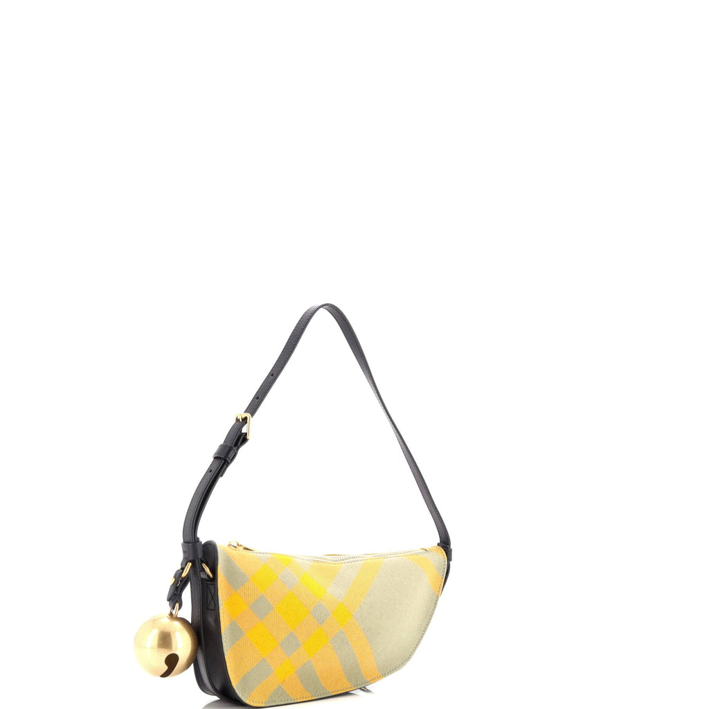 Shield Sling Shoulder Bag Check Canvas and Leather Mini