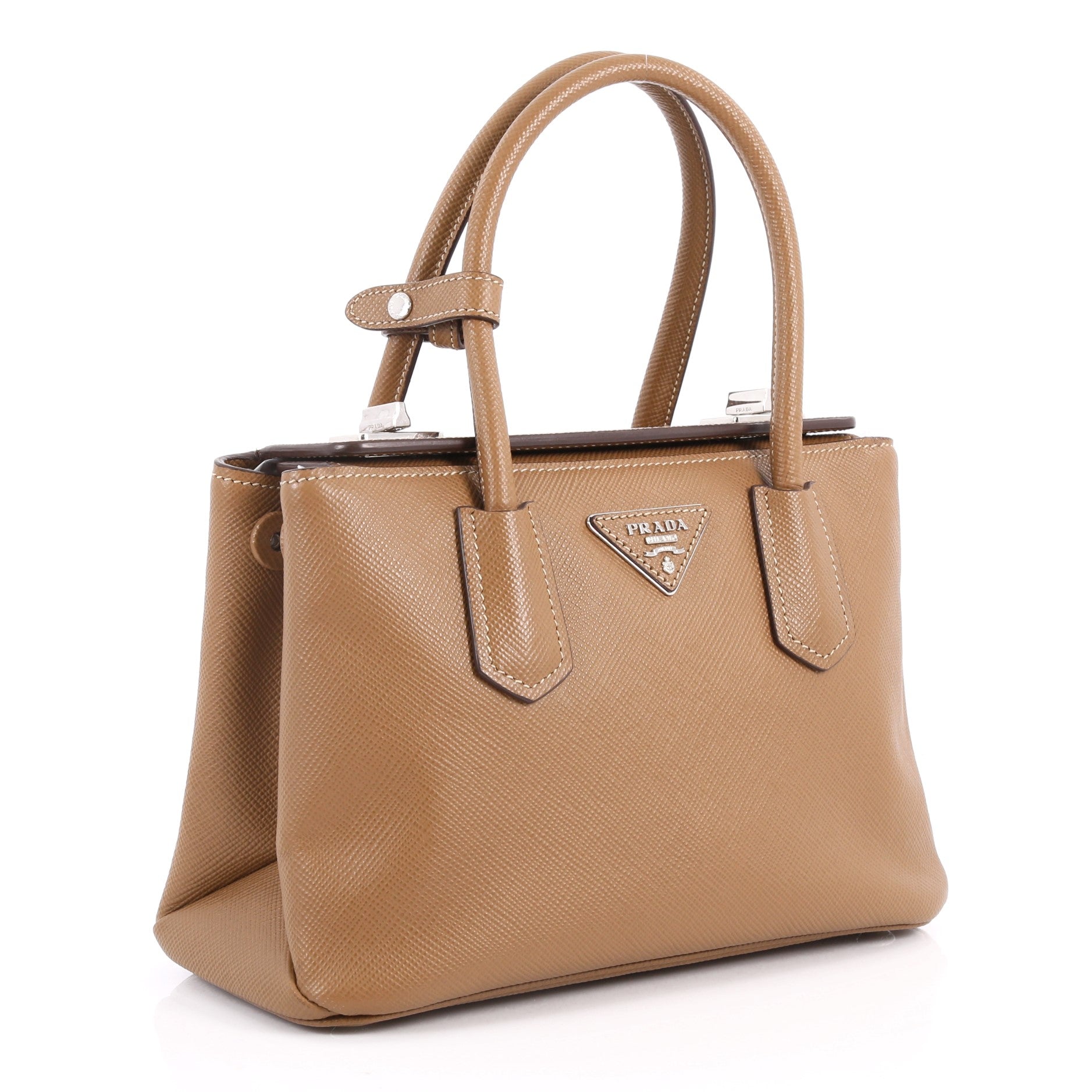 Turnlock Twin Tote Saffiano Leather Mini