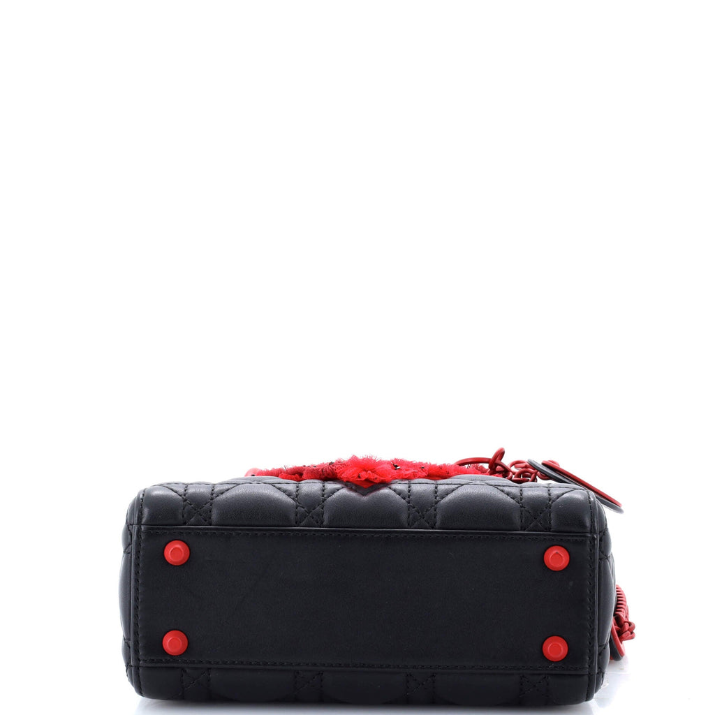Tulle Heart Lady Dior Bag Cannage Quilt Calfskin Mini