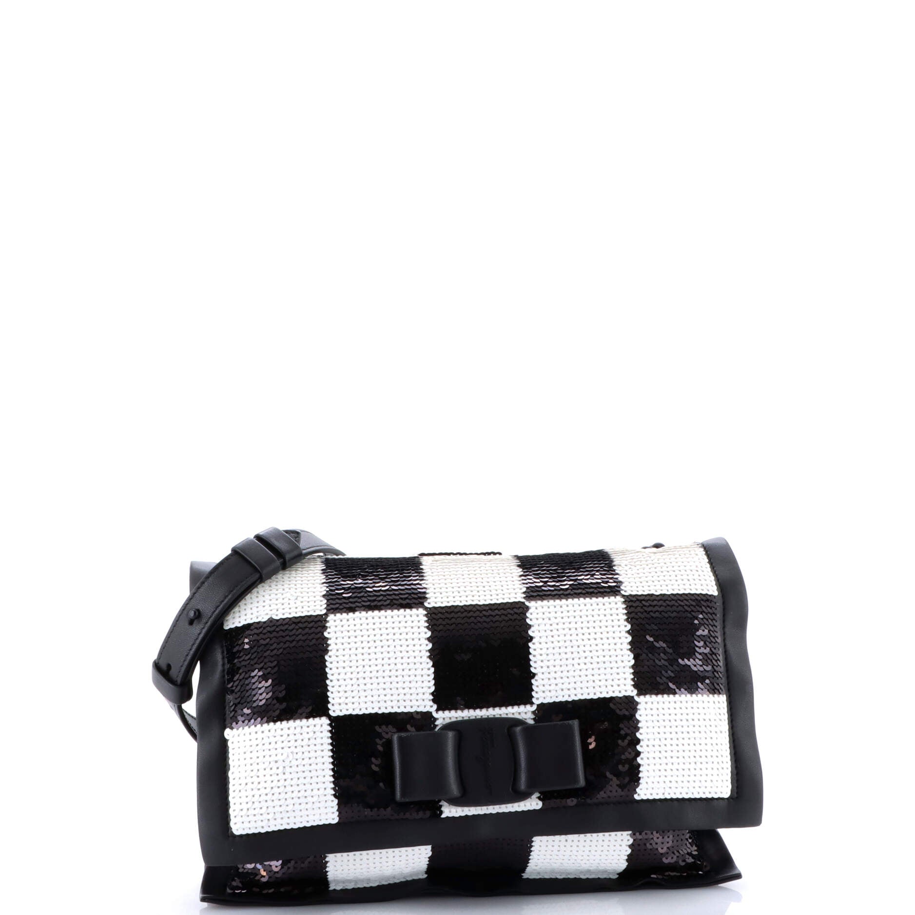 Viva Bow Flap Bag Sequin Embellished Leather Small
