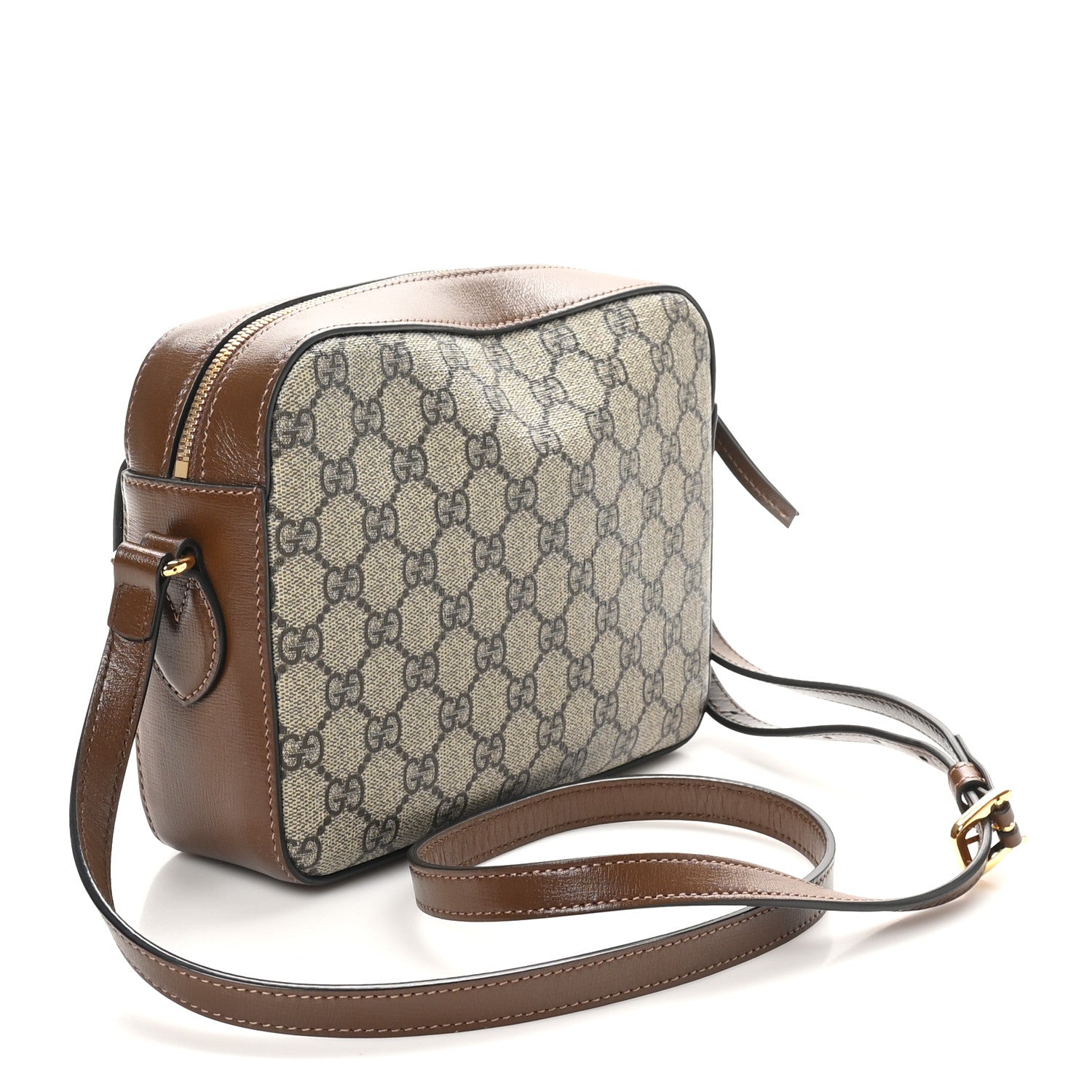 GG Supreme Monogram Small Horsebit 1955 Shoulder Bag Beige Brown Sugar