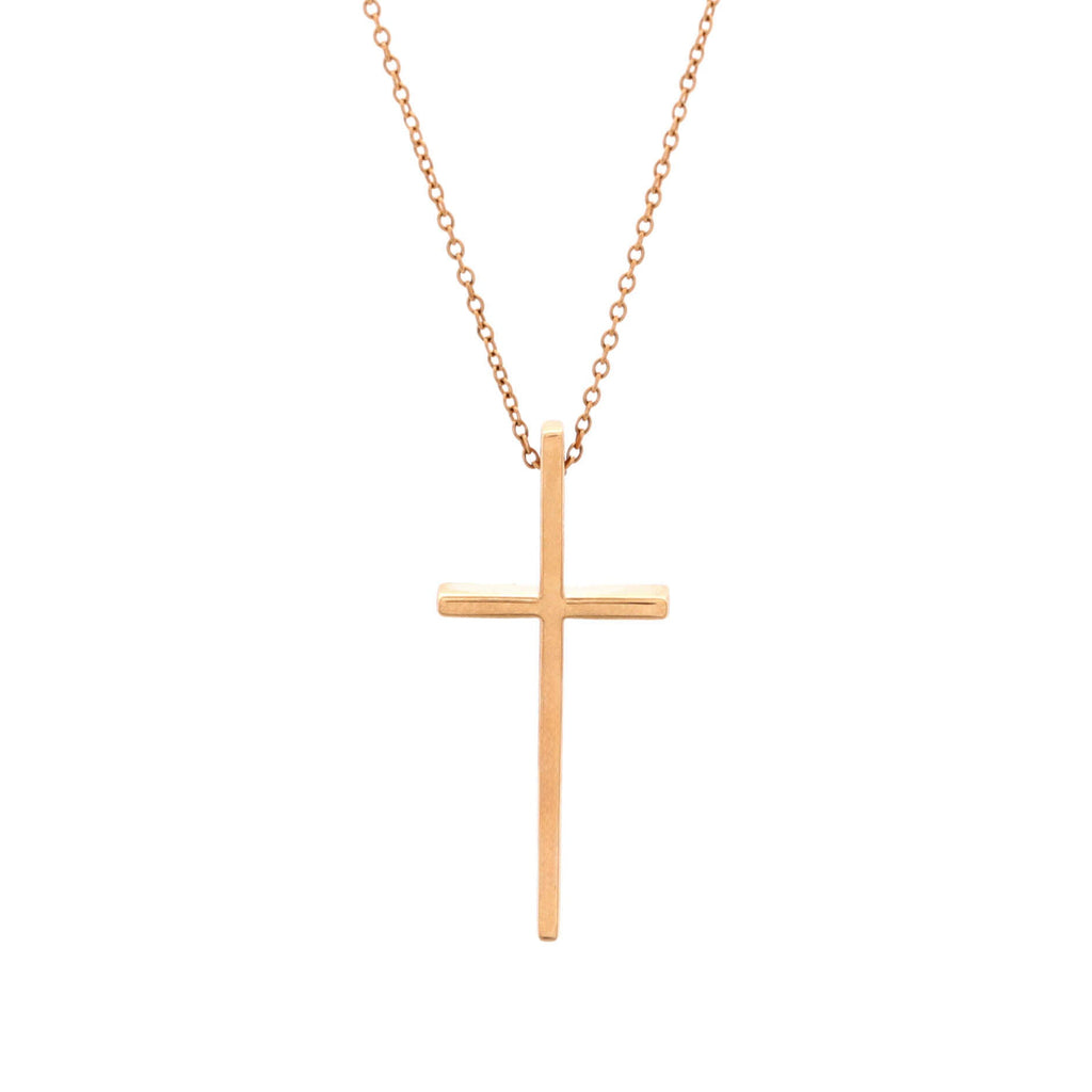Metro Cross Pendant Necklace 18K Rose Gold
