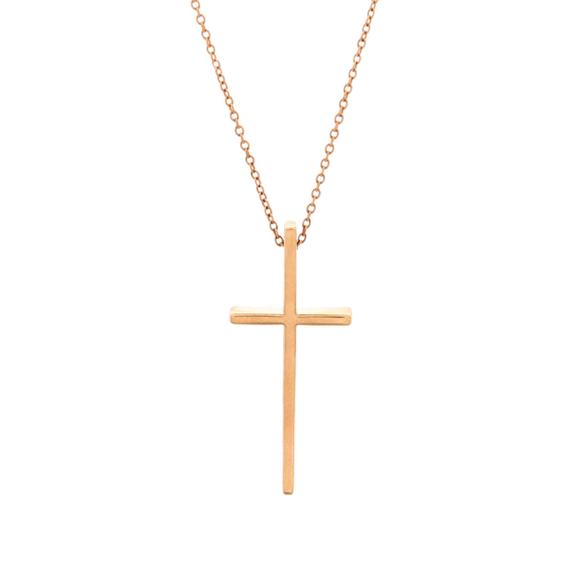 Metro Cross Pendant Necklace 18K Rose Gold