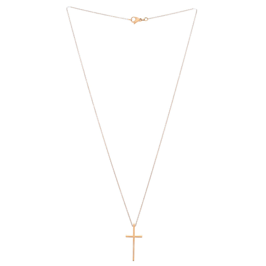 Metro Cross Pendant Necklace 18K Rose Gold