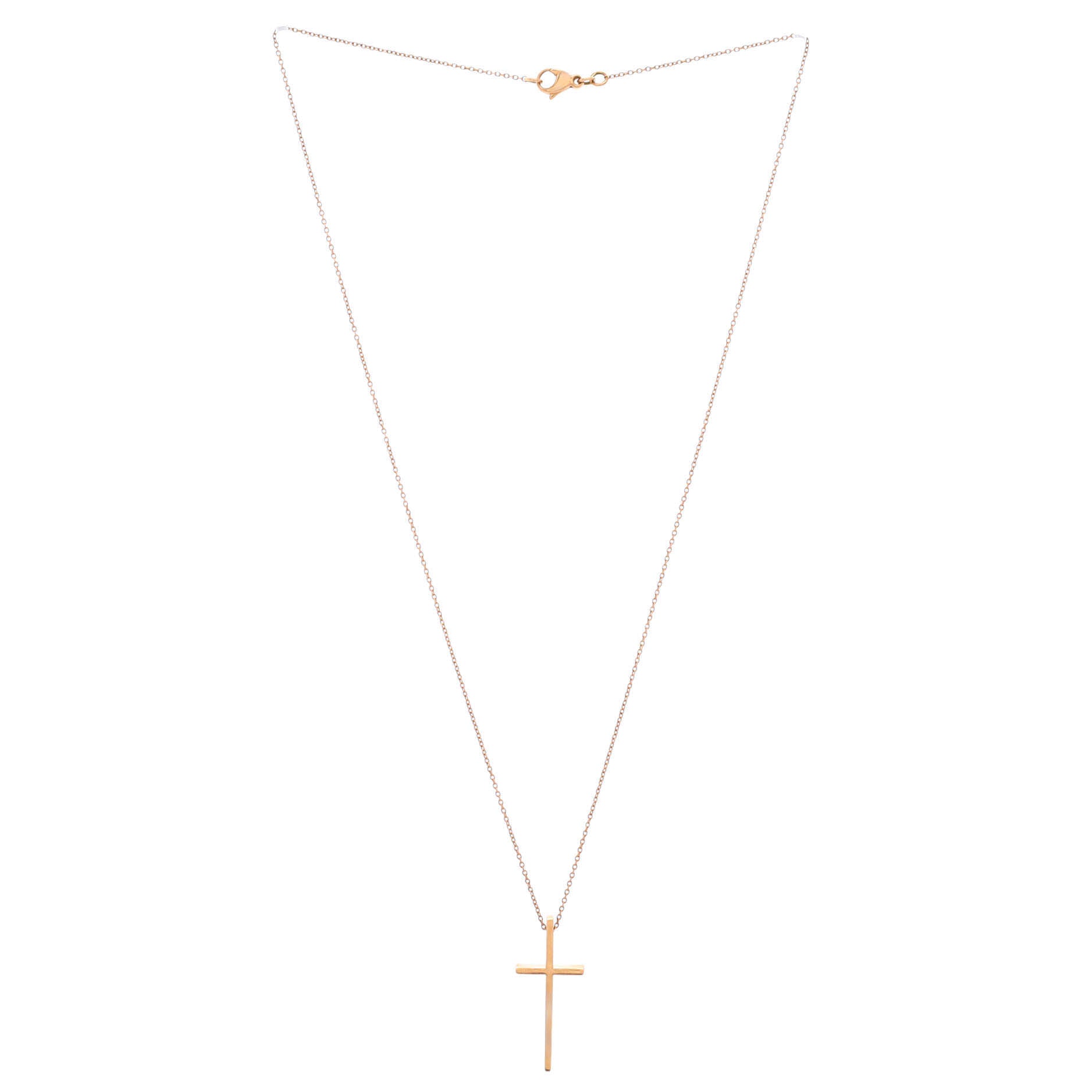 Metro Cross Pendant Necklace 18K Rose Gold