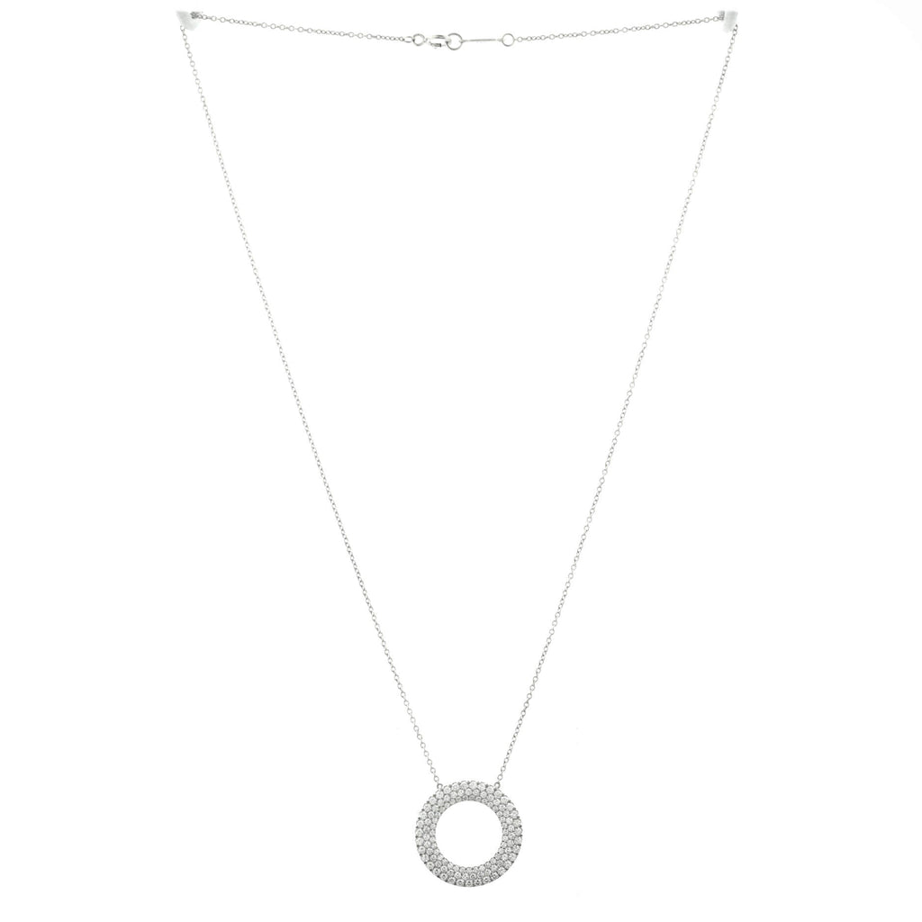 Metro Three-Row Circle Pendant Necklace 18K White Gold and Diamonds