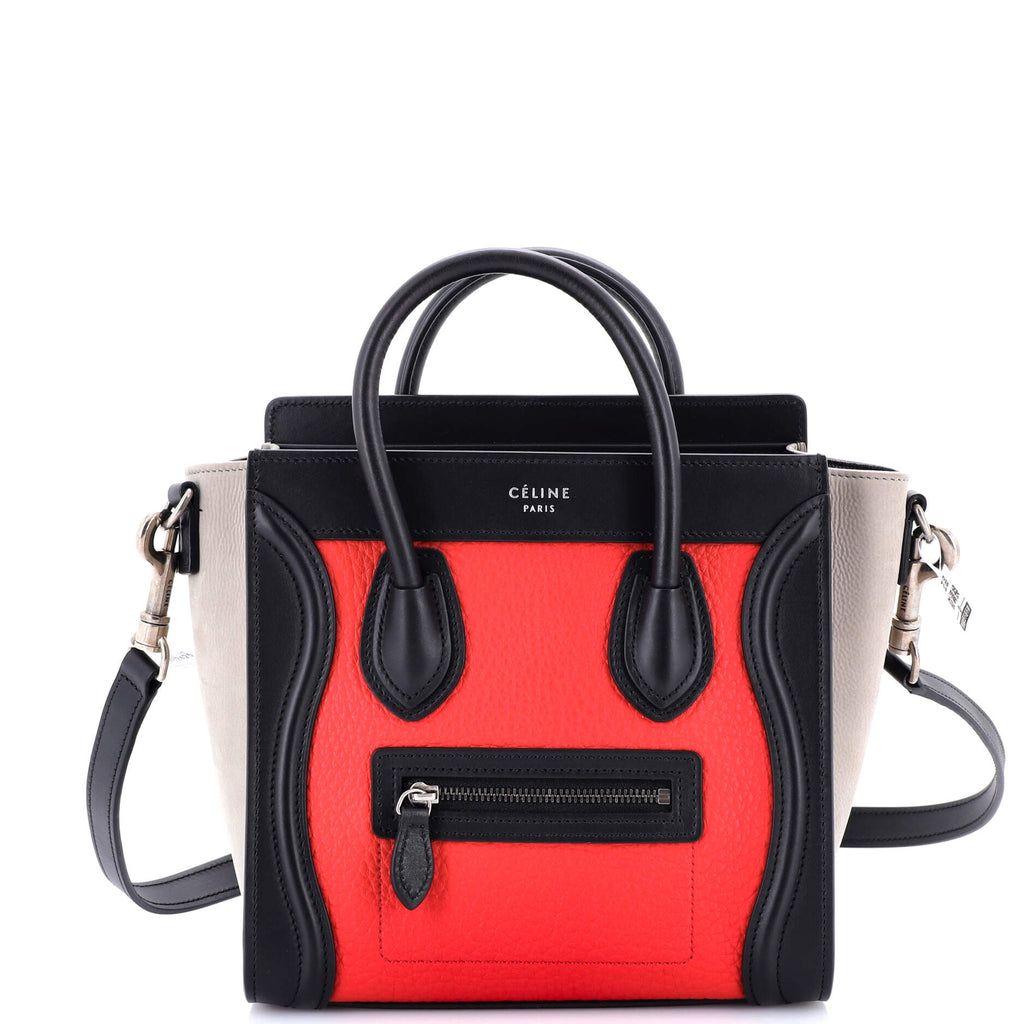 Tricolor Luggage Bag Leather Nano