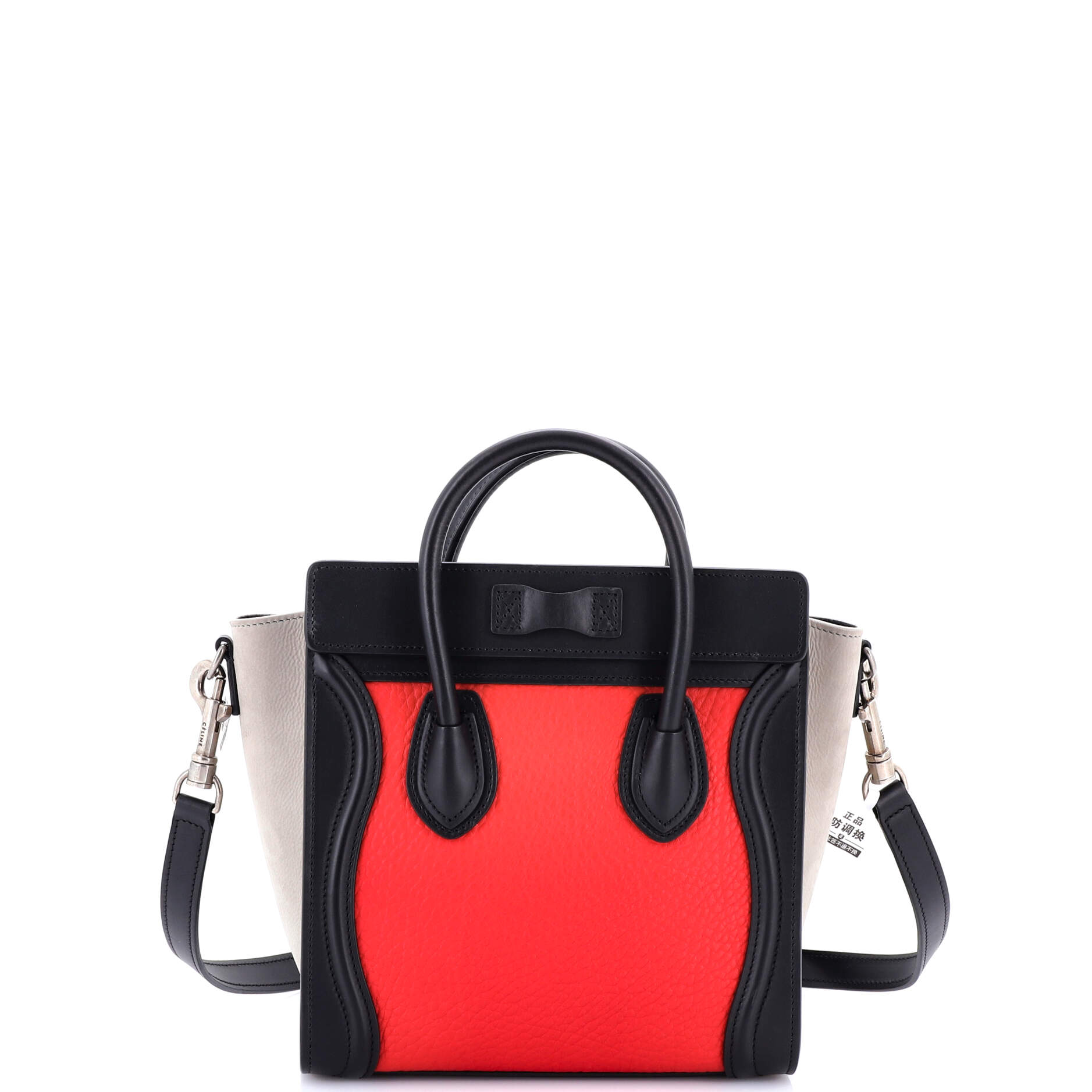 Tricolor Luggage Bag Leather Nano