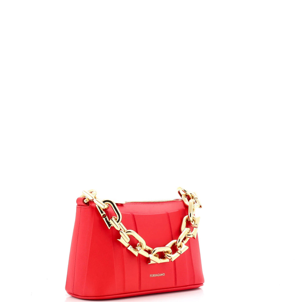 Gancini Chain Shoulder Bag Leather Mini