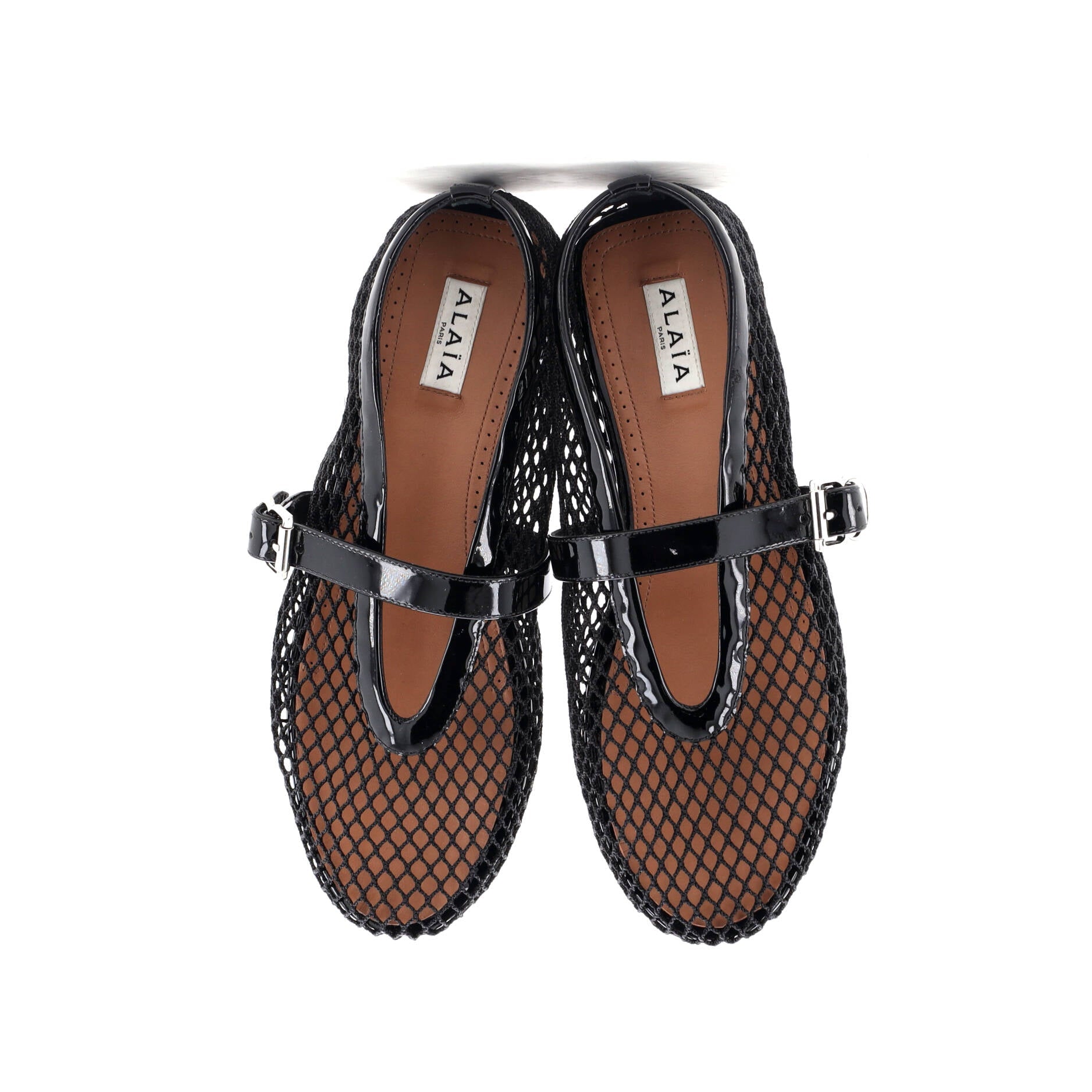 Women's Buckle Ballerina Flats Patent with Mesh