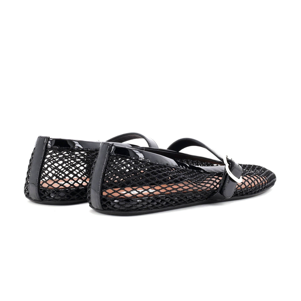 Women's Buckle Ballerina Flats Patent with Mesh